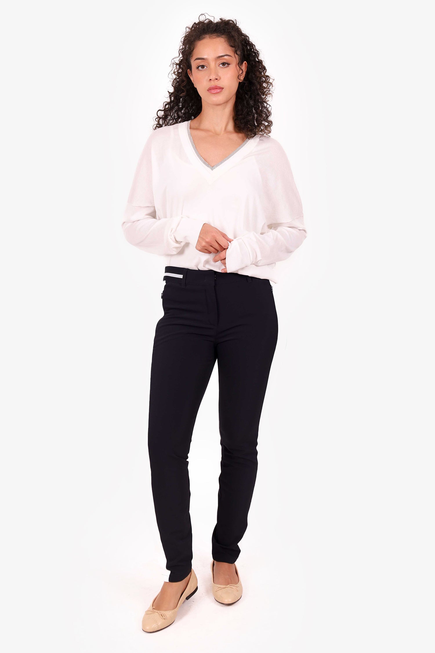 Marc Cain Black/White Stripe Pants Size 3