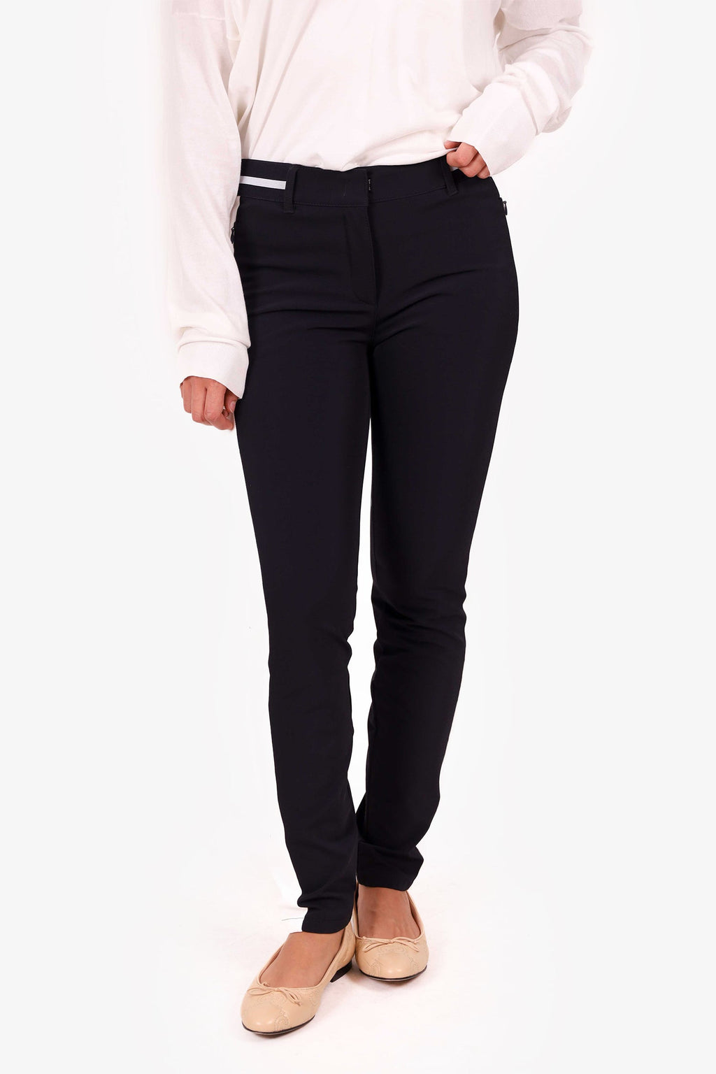 Marc Cain Black/White Stripe Pants Size 3