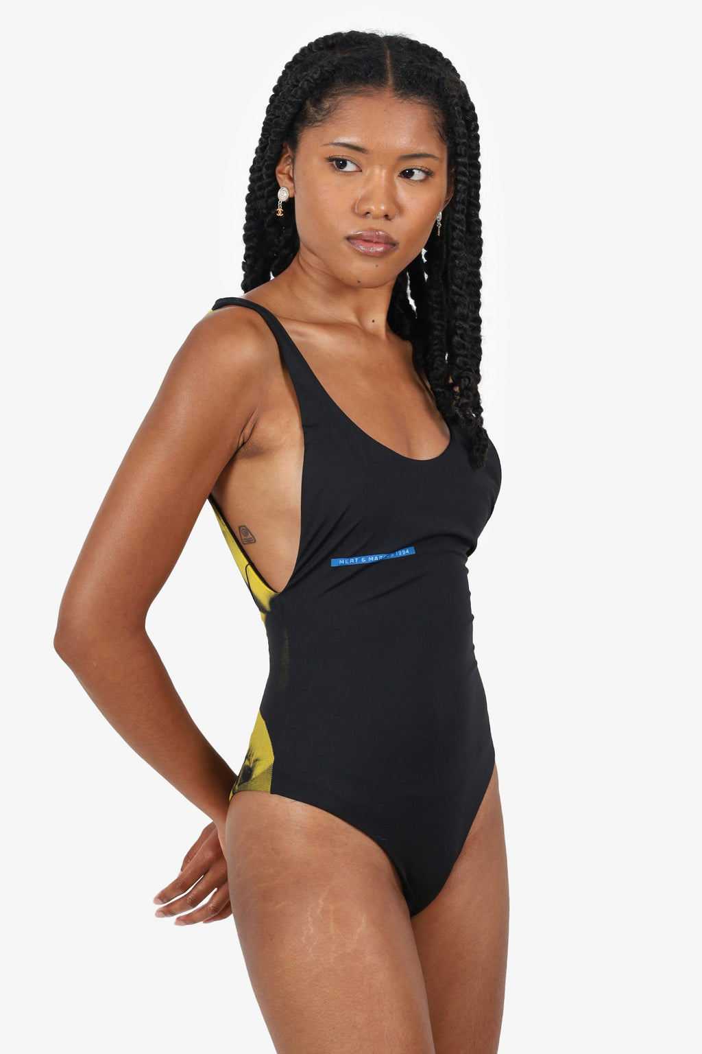 DSquared2 Black/Yellow Printed Bathing Suit Size 42