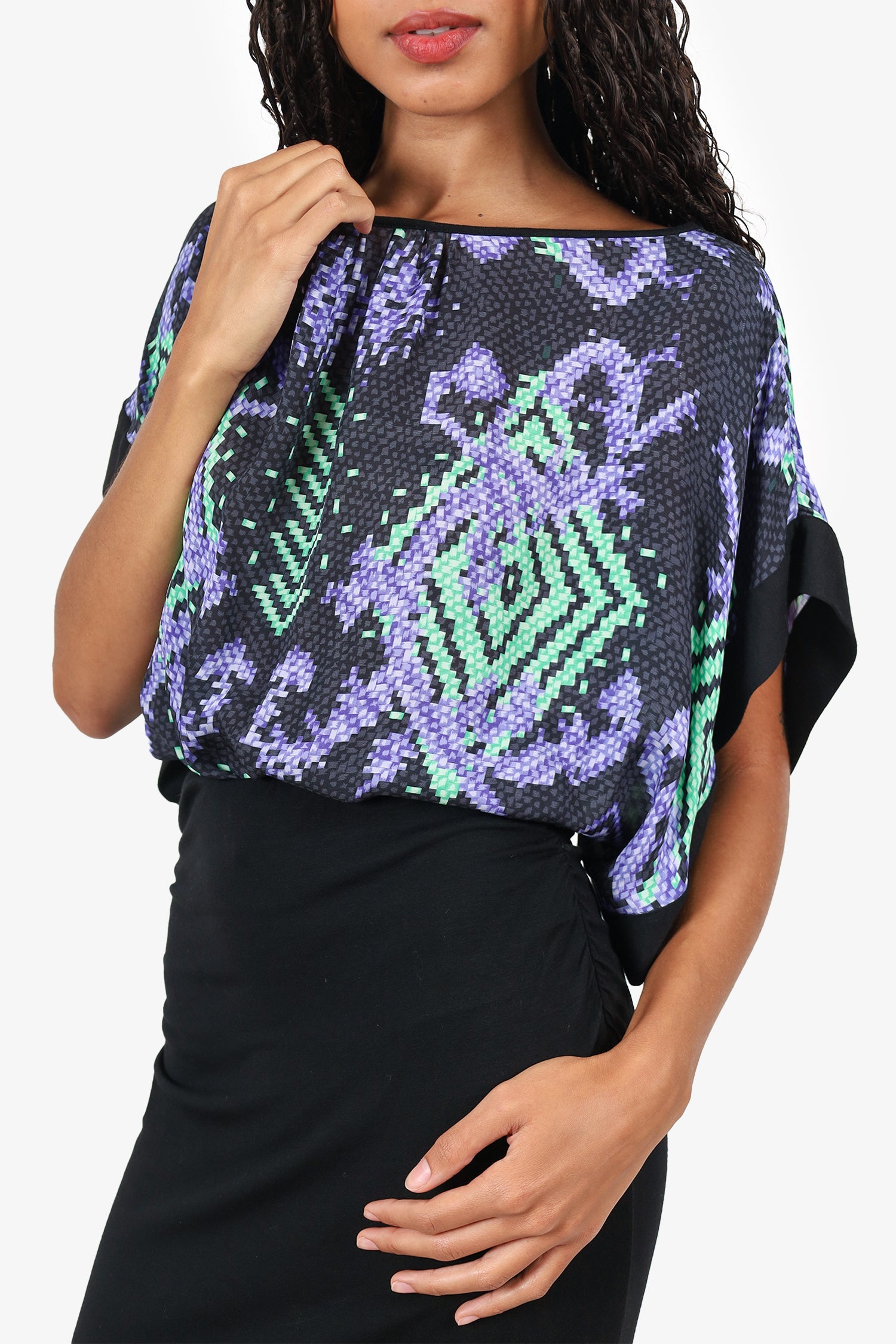 Versace Collection Black/Green Printed Mini Dress Size 42