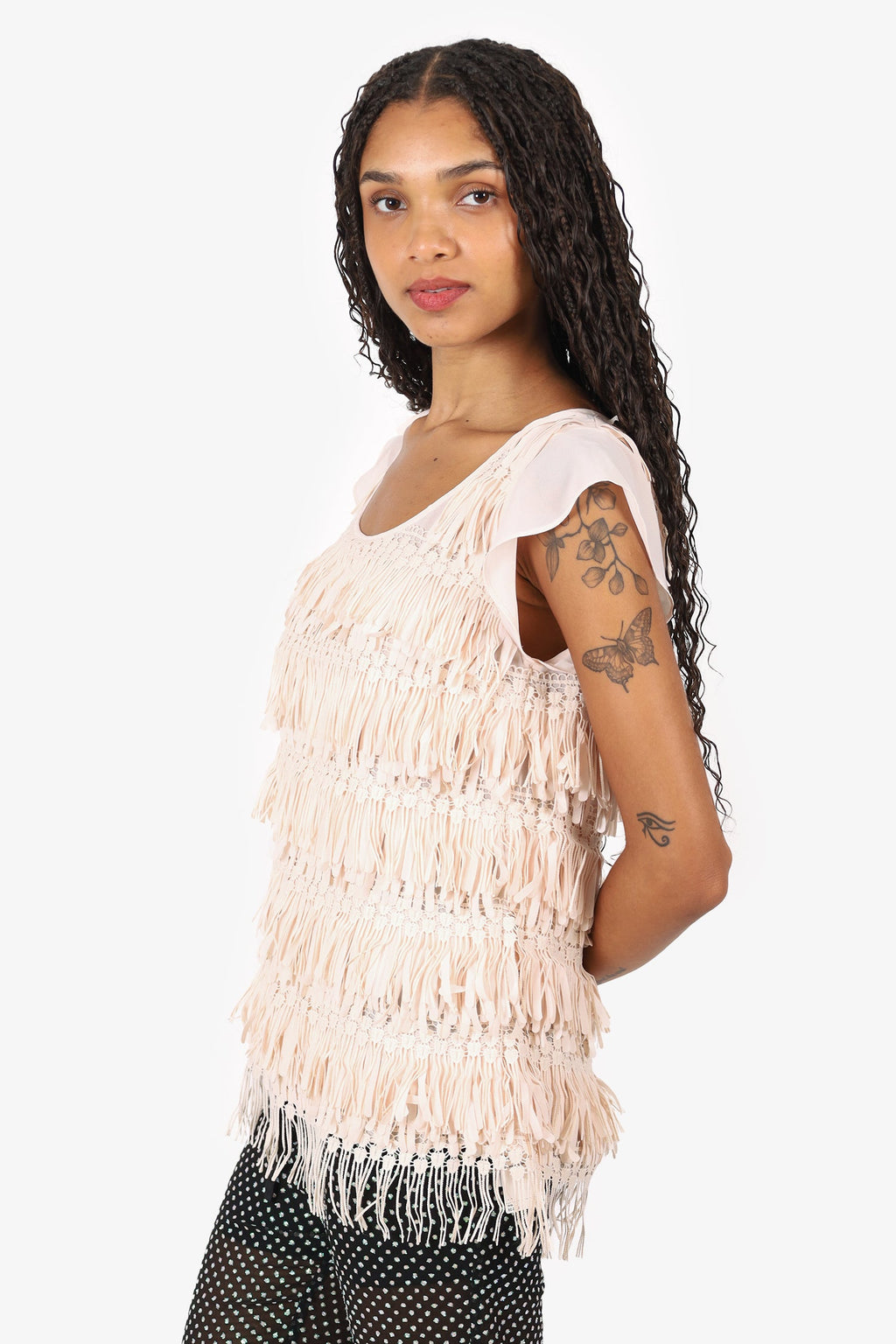 Marc Cain Pink Fringed Sleeveless Top Size 3