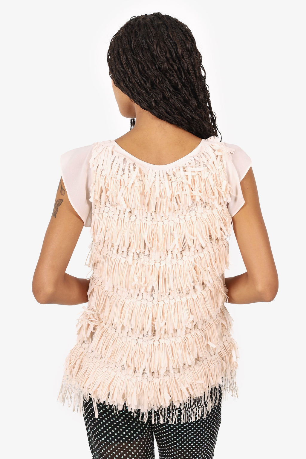 Marc Cain Pink Fringed Sleeveless Top Size 3