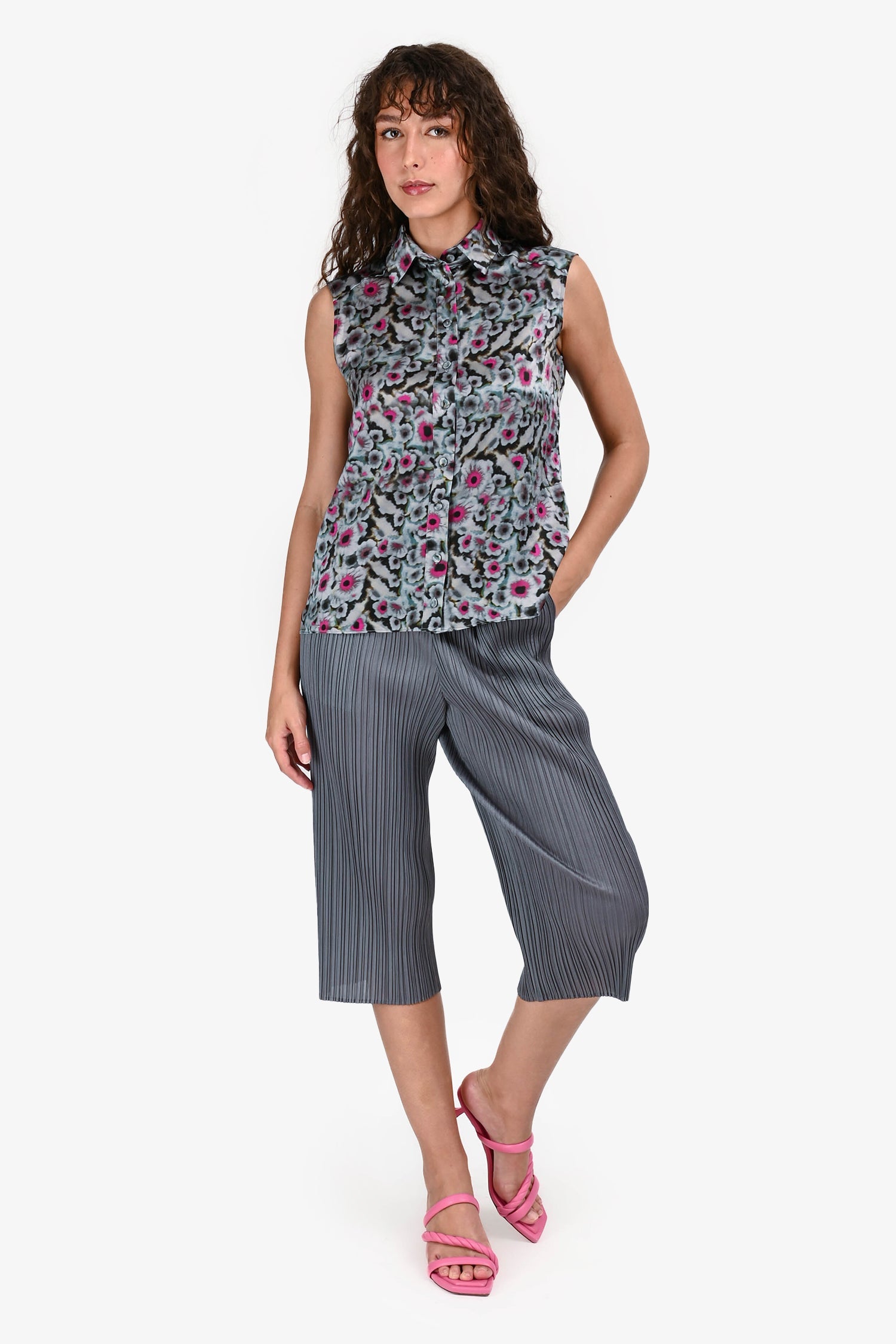 Pleats Please Issey Miyake Grey Pleated Pants Size 1