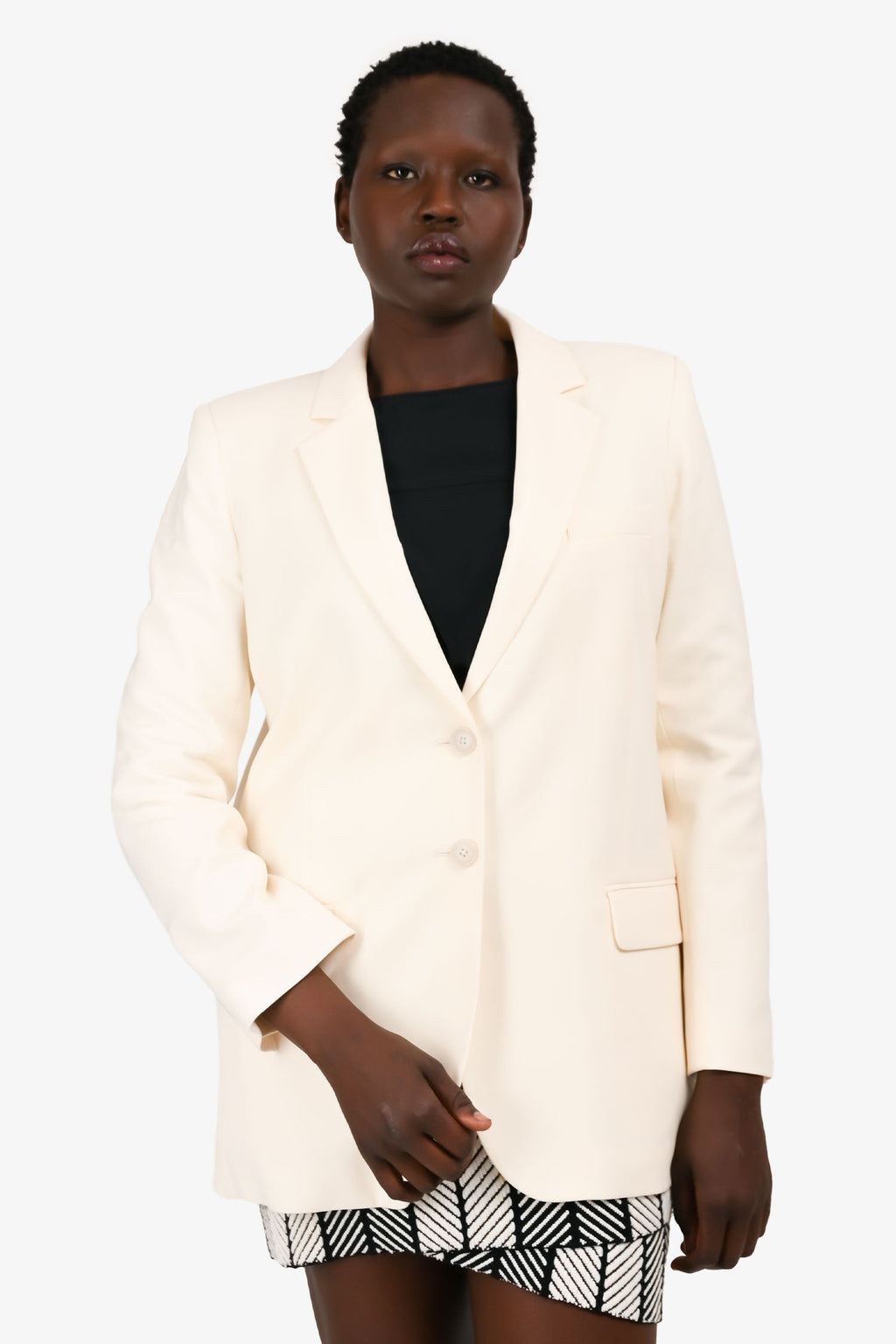 Nili Lotan Cream Single Breasted Blazer Size 10