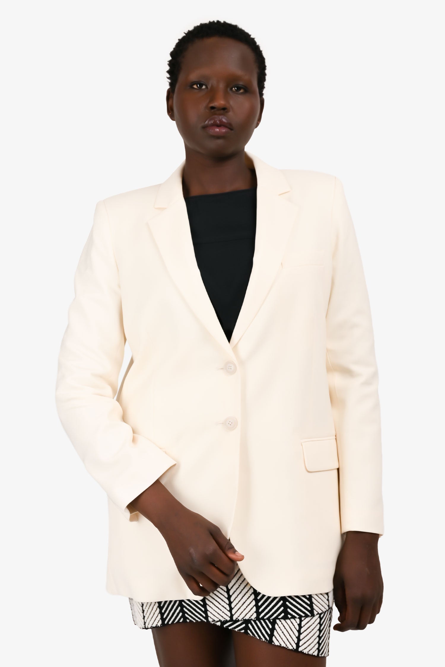 Nili Lotan Cream Single Breasted Blazer Size 10