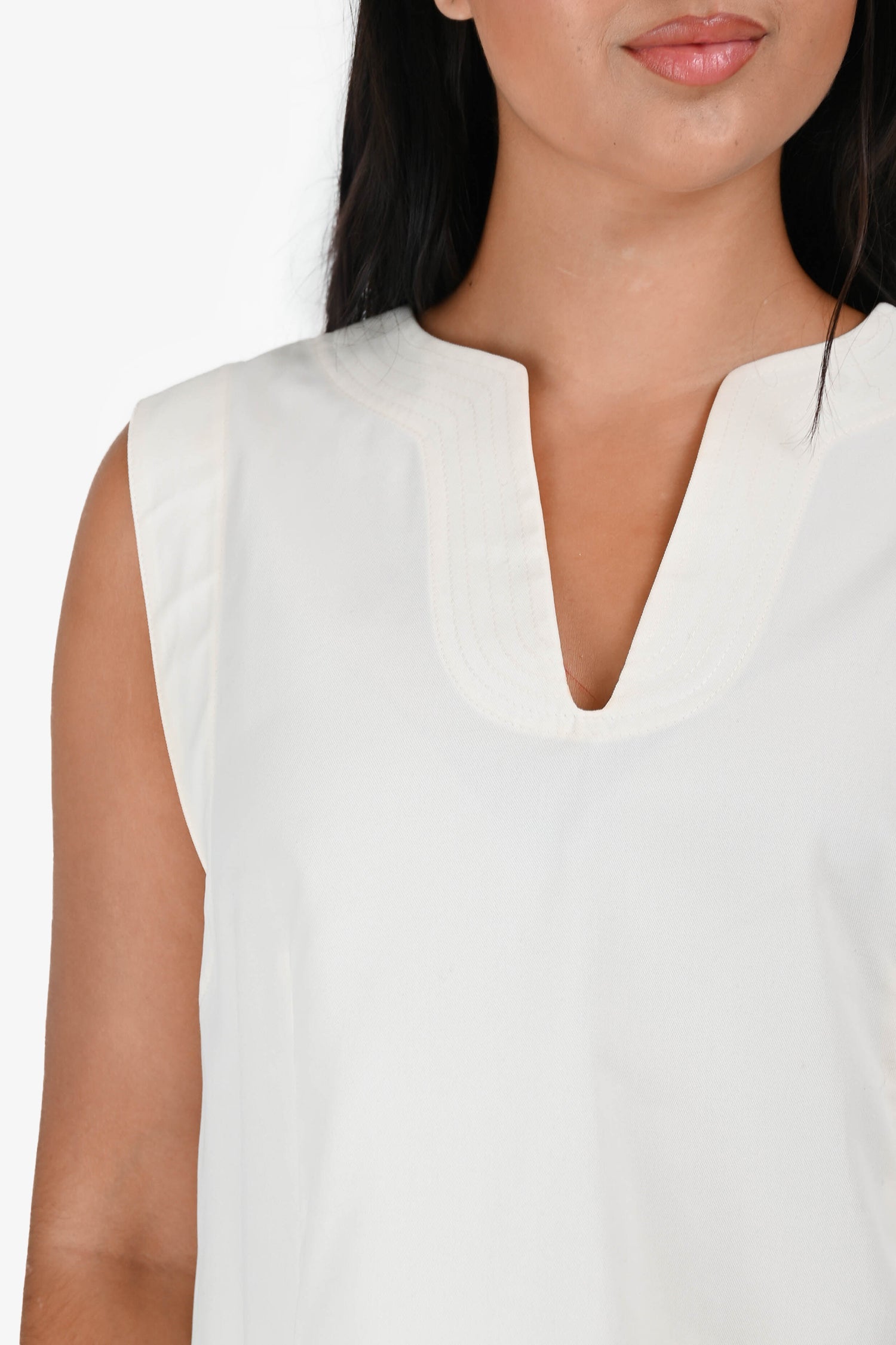 Jil Sander White U Neck Sleeveless Top Size 40