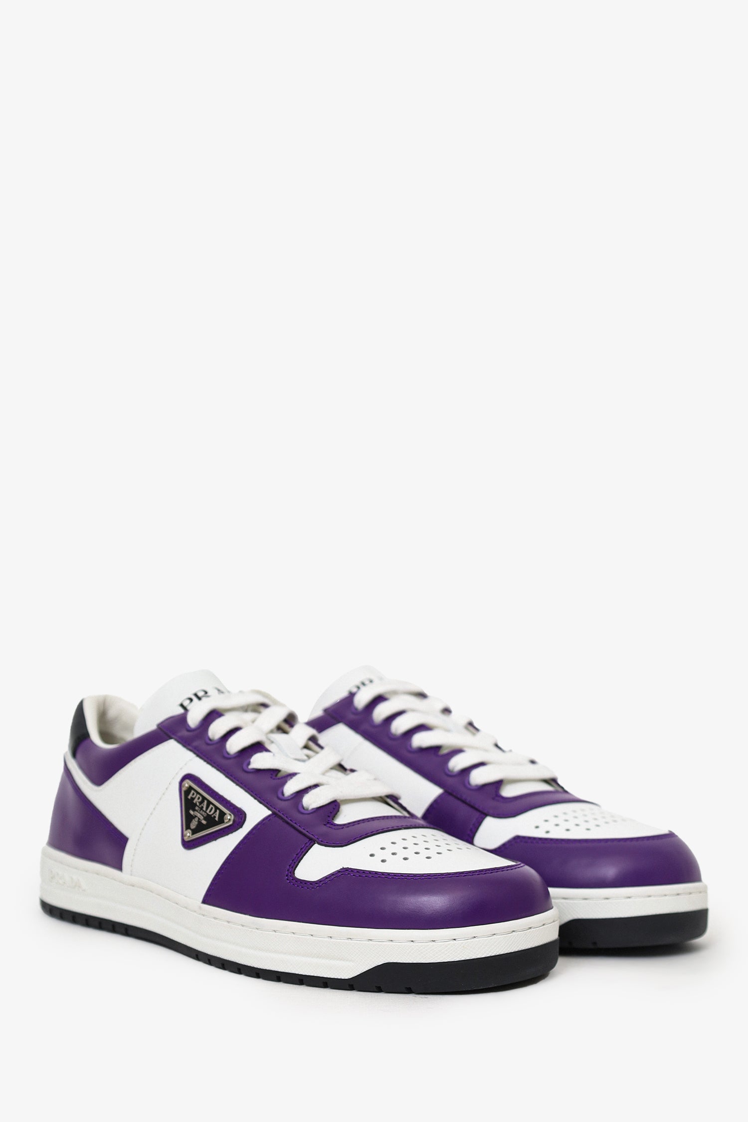 Prada White/Purple Leather Downtown Sneaker Size 7 Mens