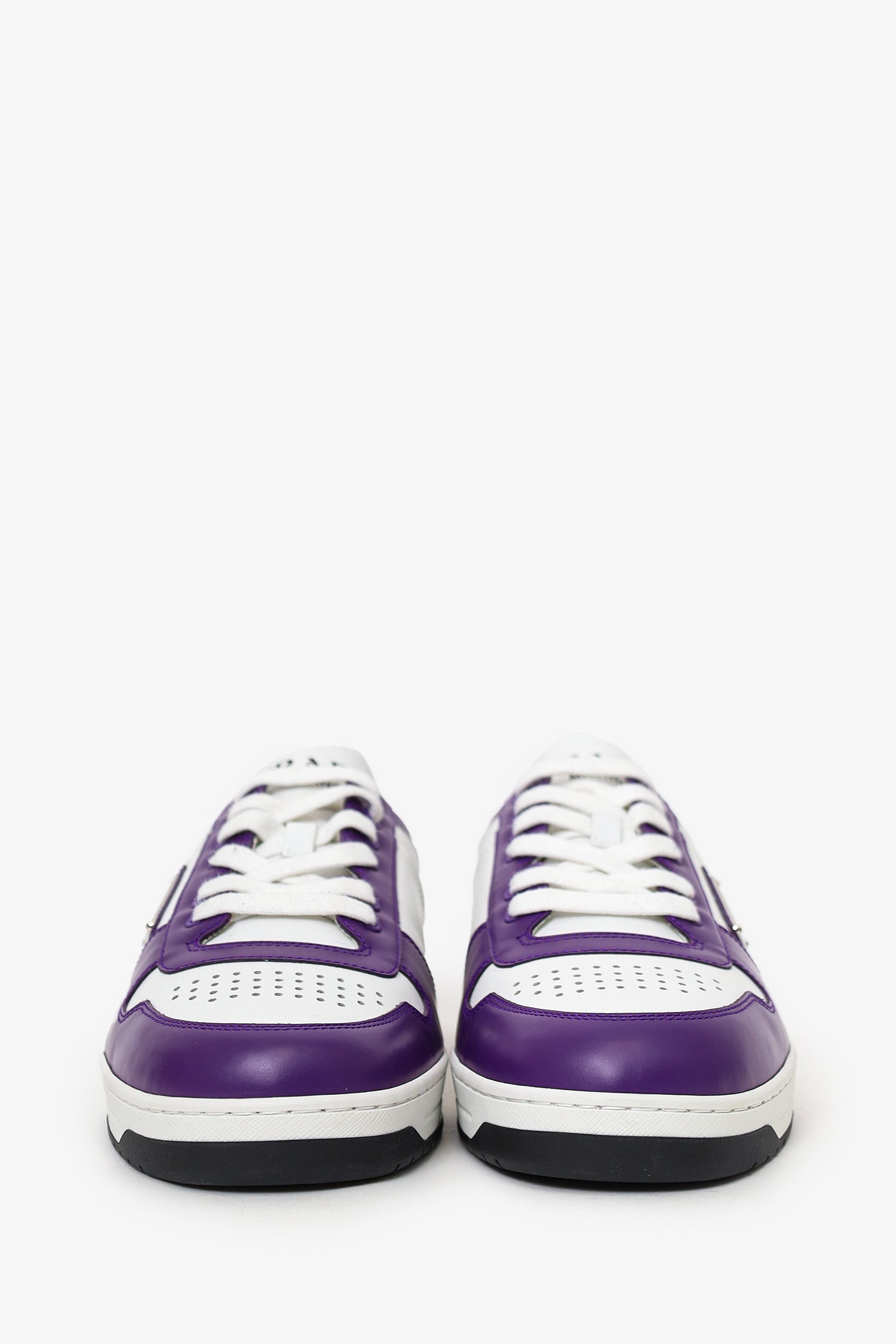 Prada White/Purple Leather Downtown Sneaker Size 7 Mens