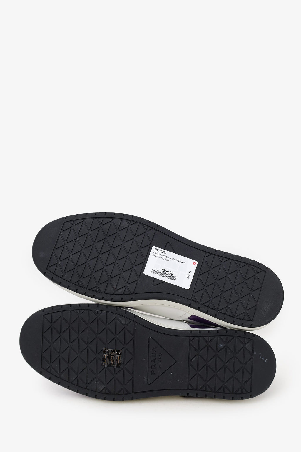 Prada White/Purple Leather Downtown Sneaker Size 7 Mens