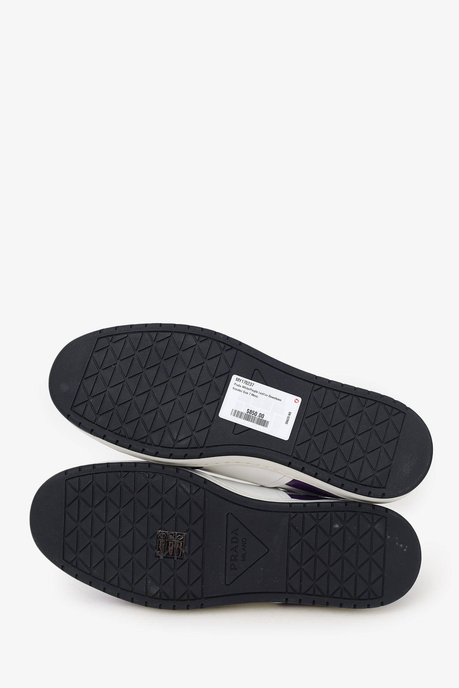 Prada White/Purple Leather Downtown Sneaker Size 7 Mens