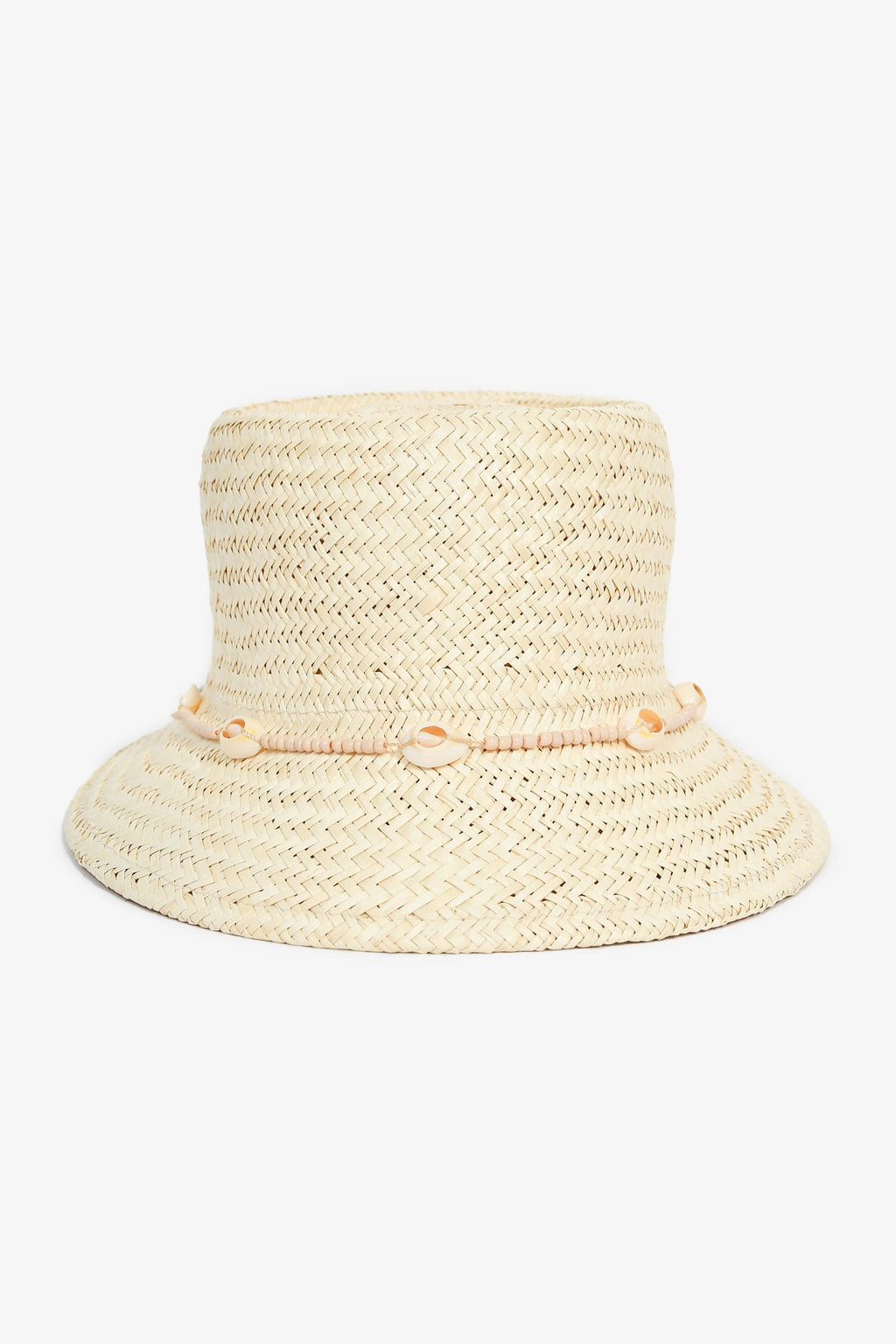Lack of Colour Beige Straw 'Inca Seashells' Bucket Hat Size M