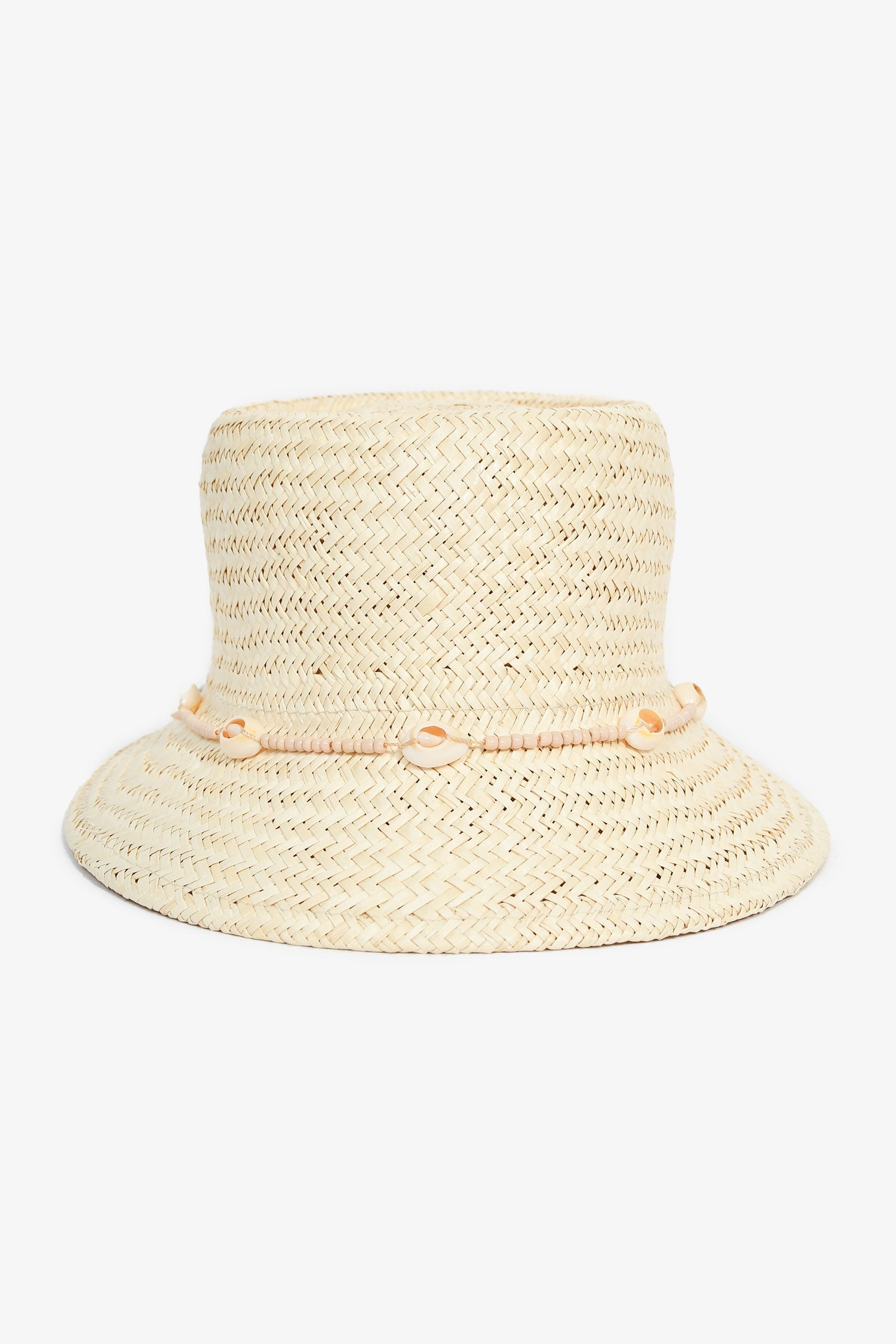 Lack of Colour Beige Straw 'Inca Seashells' Bucket Hat Size M