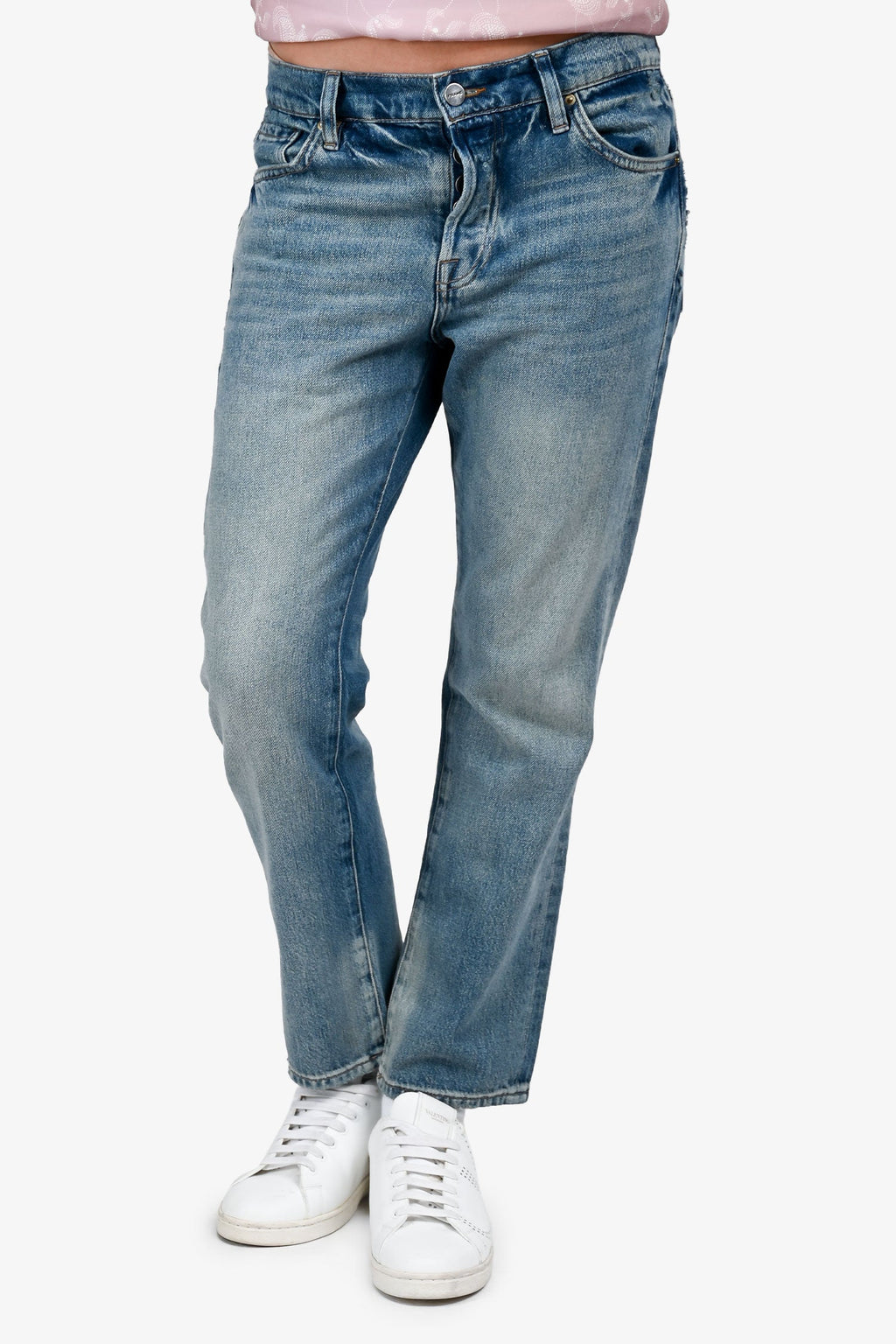 Frame Blue Denim Medium Wash Straight Leg Jeans Size 24