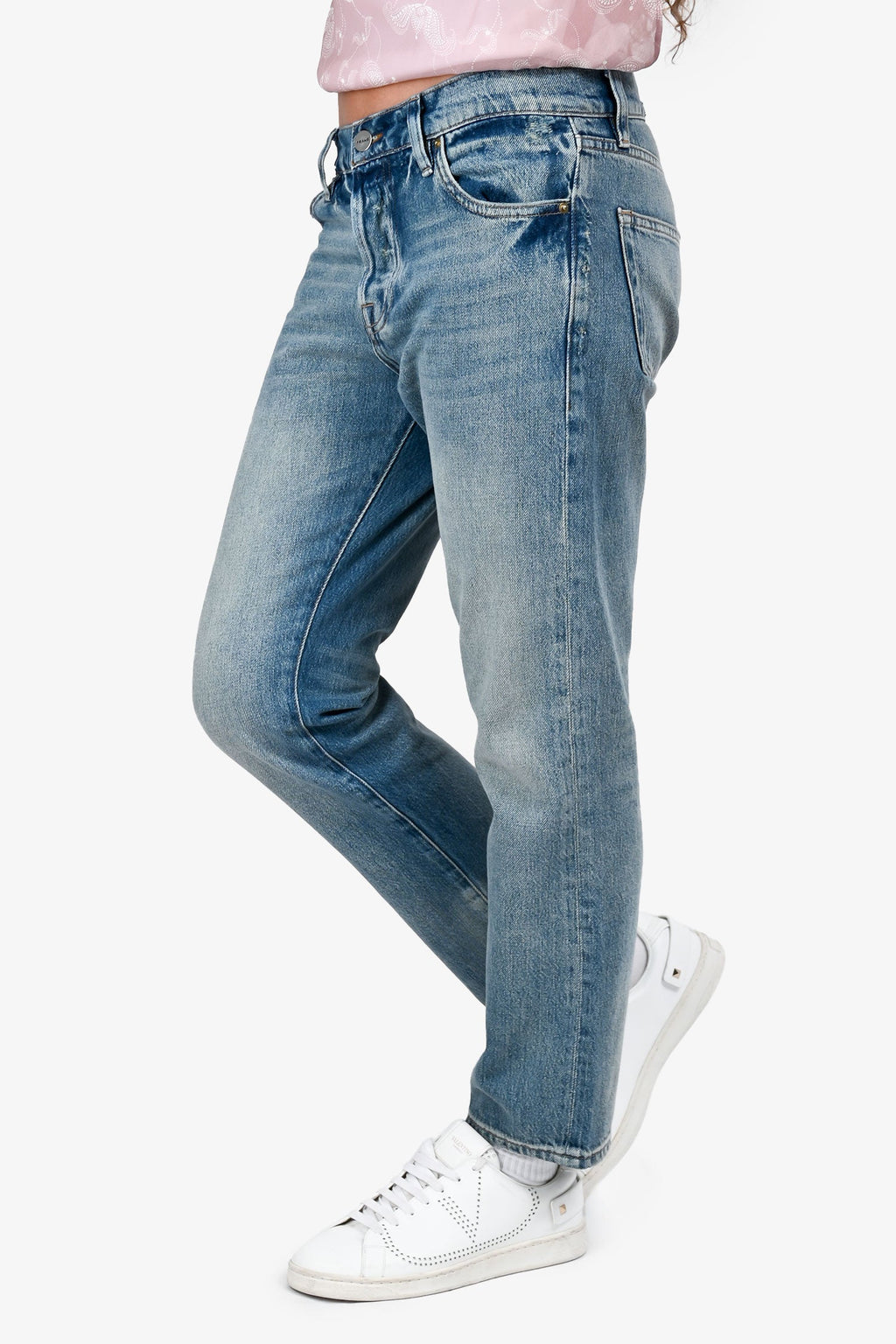 Frame Blue Denim Medium Wash Straight Leg Jeans Size 24
