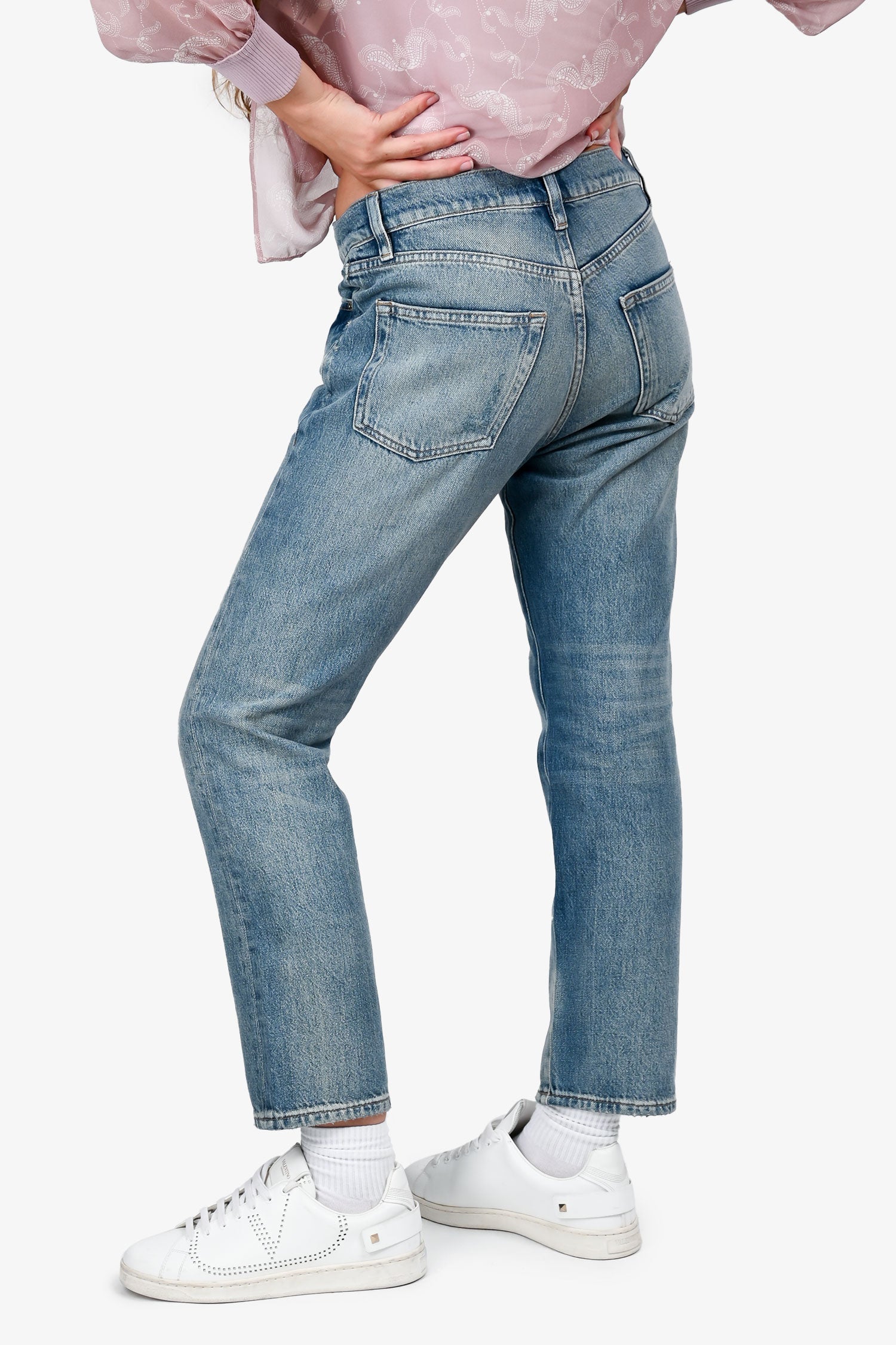 Frame Blue Denim Medium Wash Straight Leg Jeans Size 24