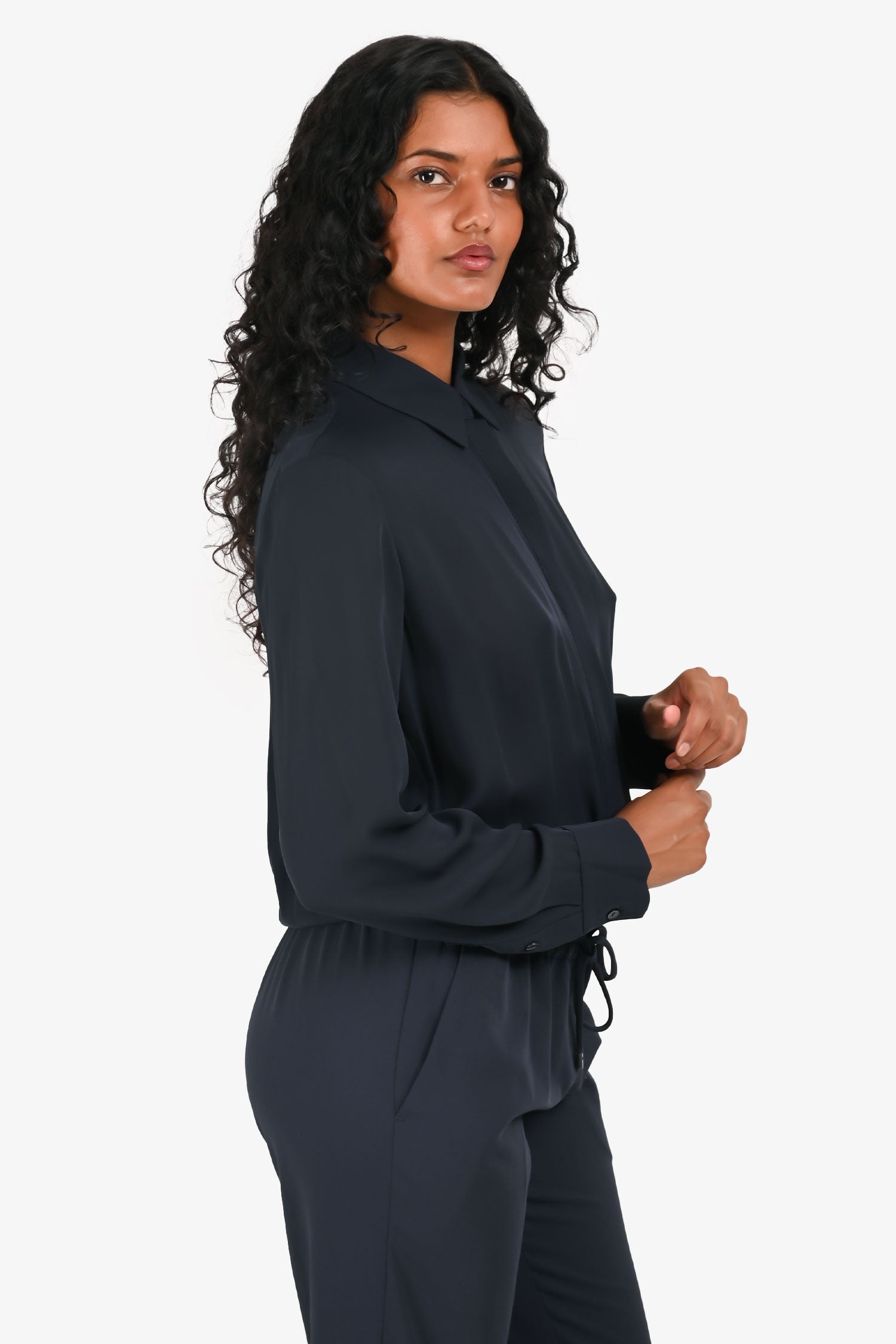 Vince Blue Silk Drawstring Romper Size 0