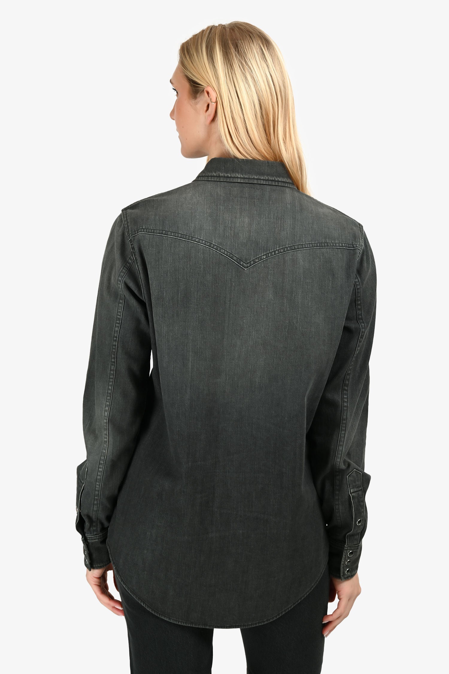 Saint Laurent Black Denim Western Button Up Top Size S Mens