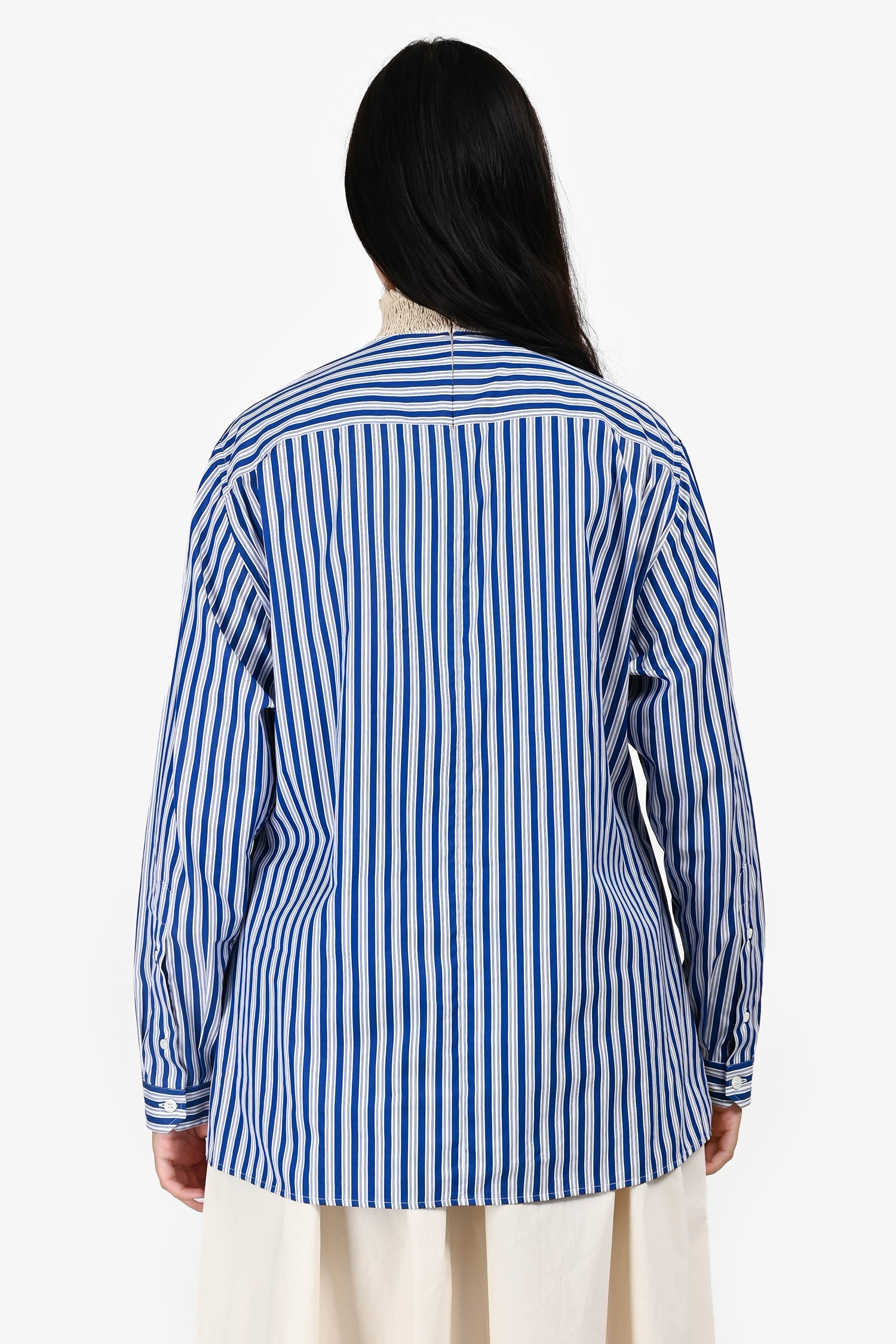 Prada 2020 Cream/Multicolour Striped Pleated Blouse Size 42