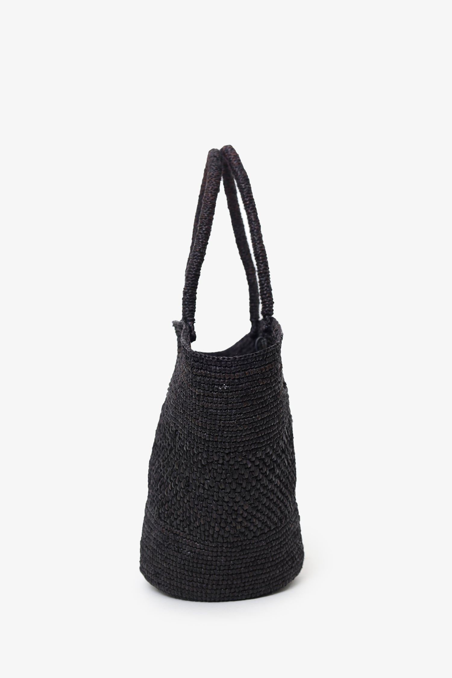 The Row Black Emilie Raffia Shoulder Bag