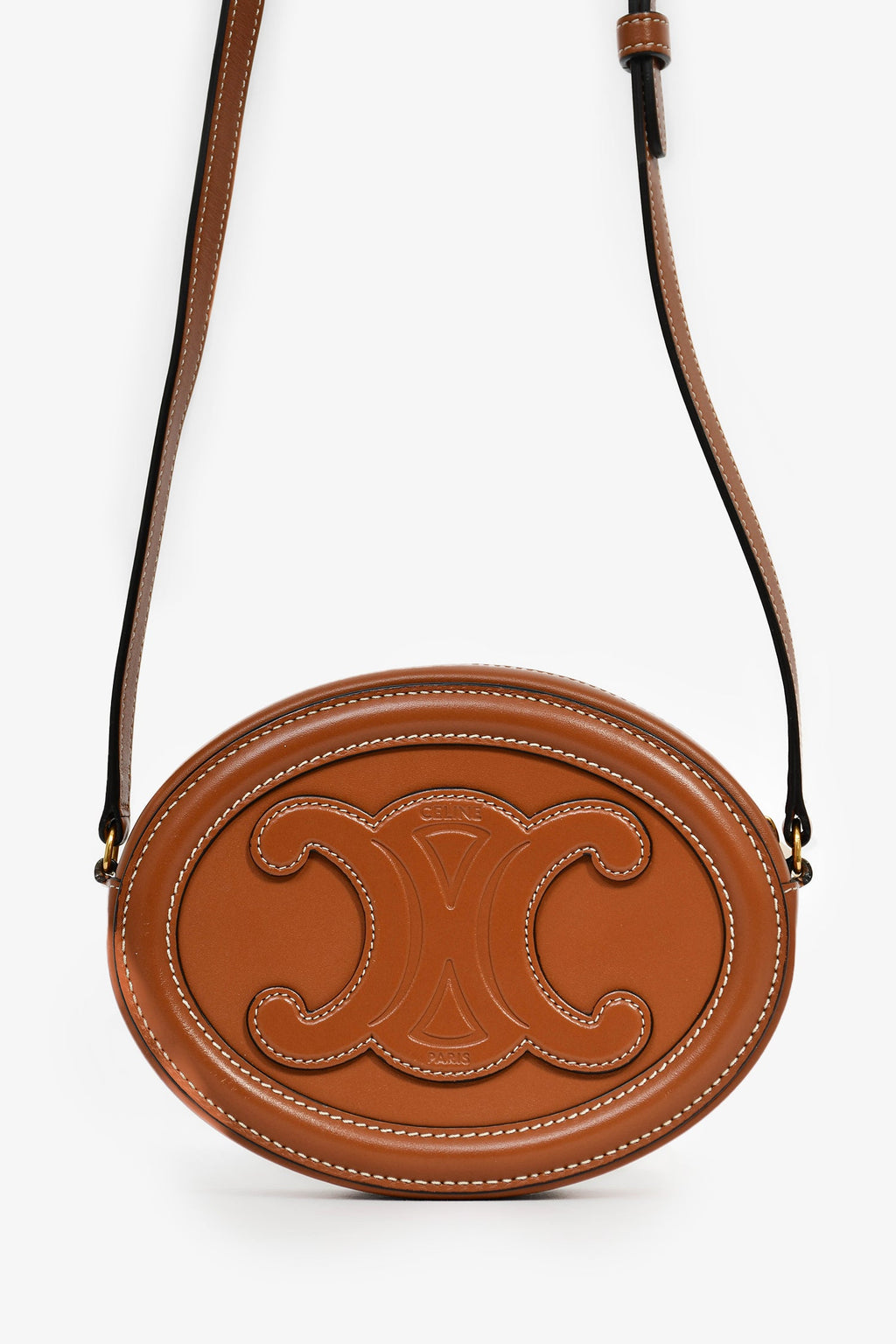 Celine Brown Triomphe Oval Crossbody Bag