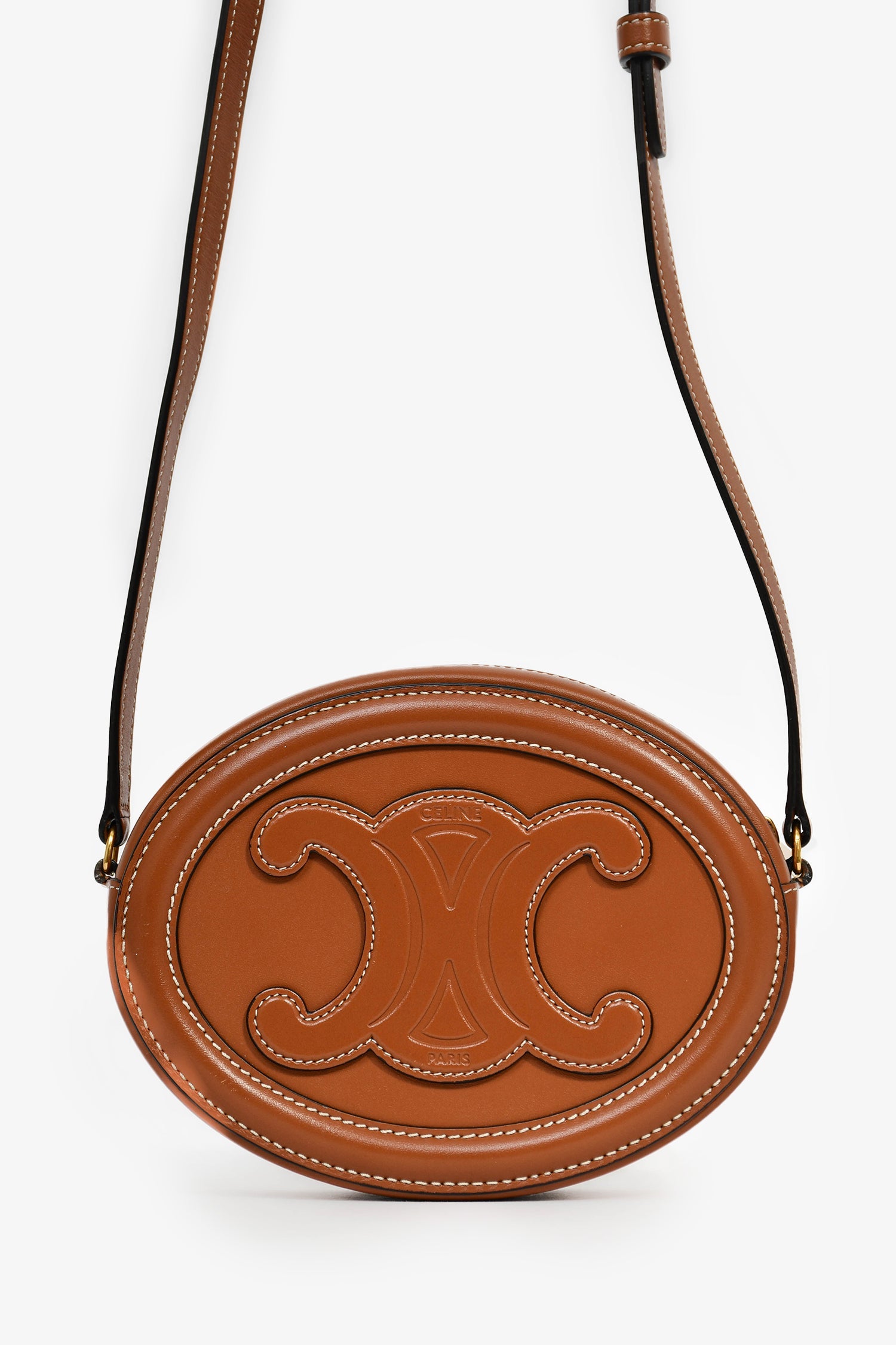 Celine Brown Triomphe Oval Crossbody Bag