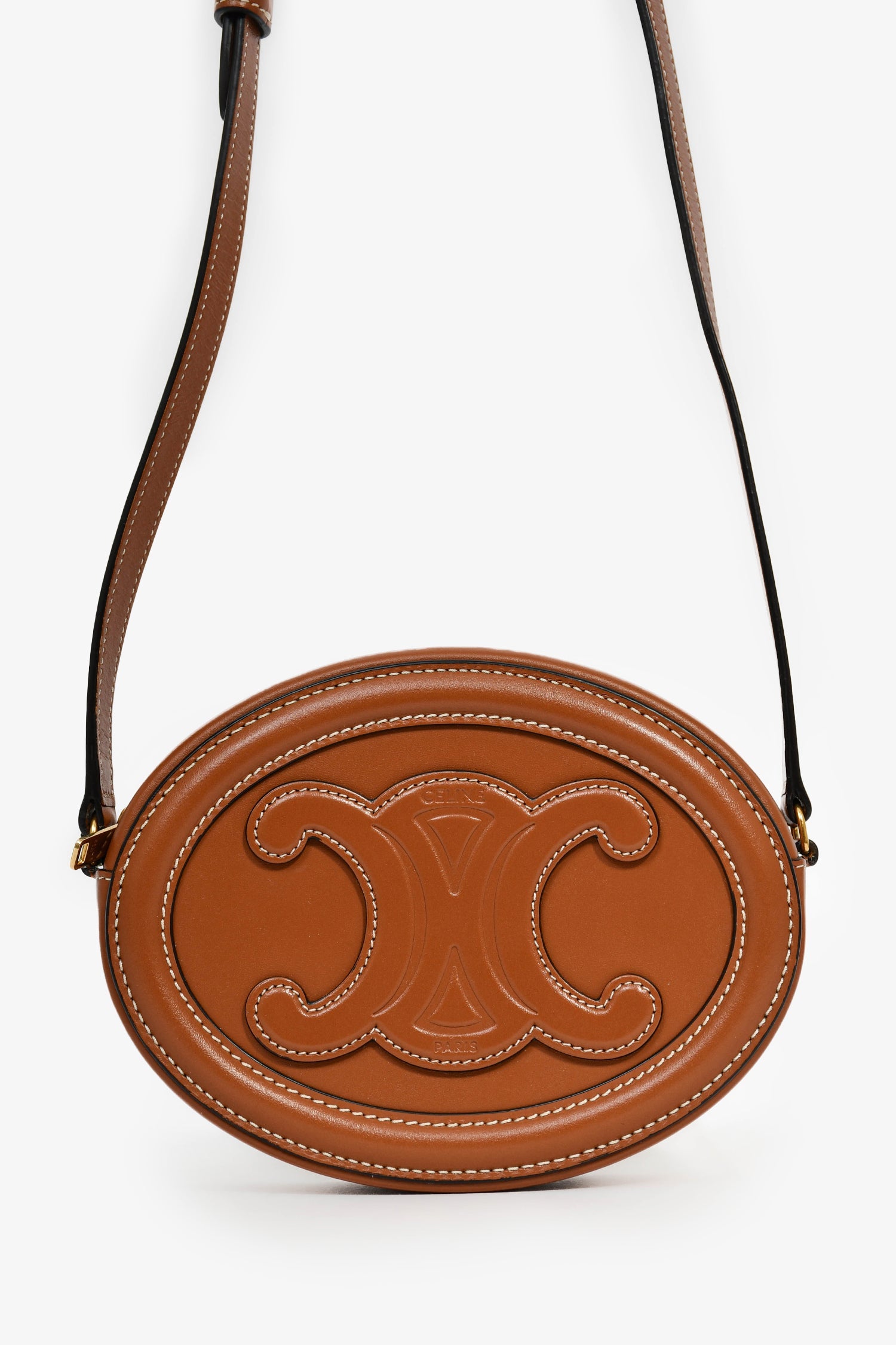 Celine Brown Triomphe Oval Crossbody Bag
