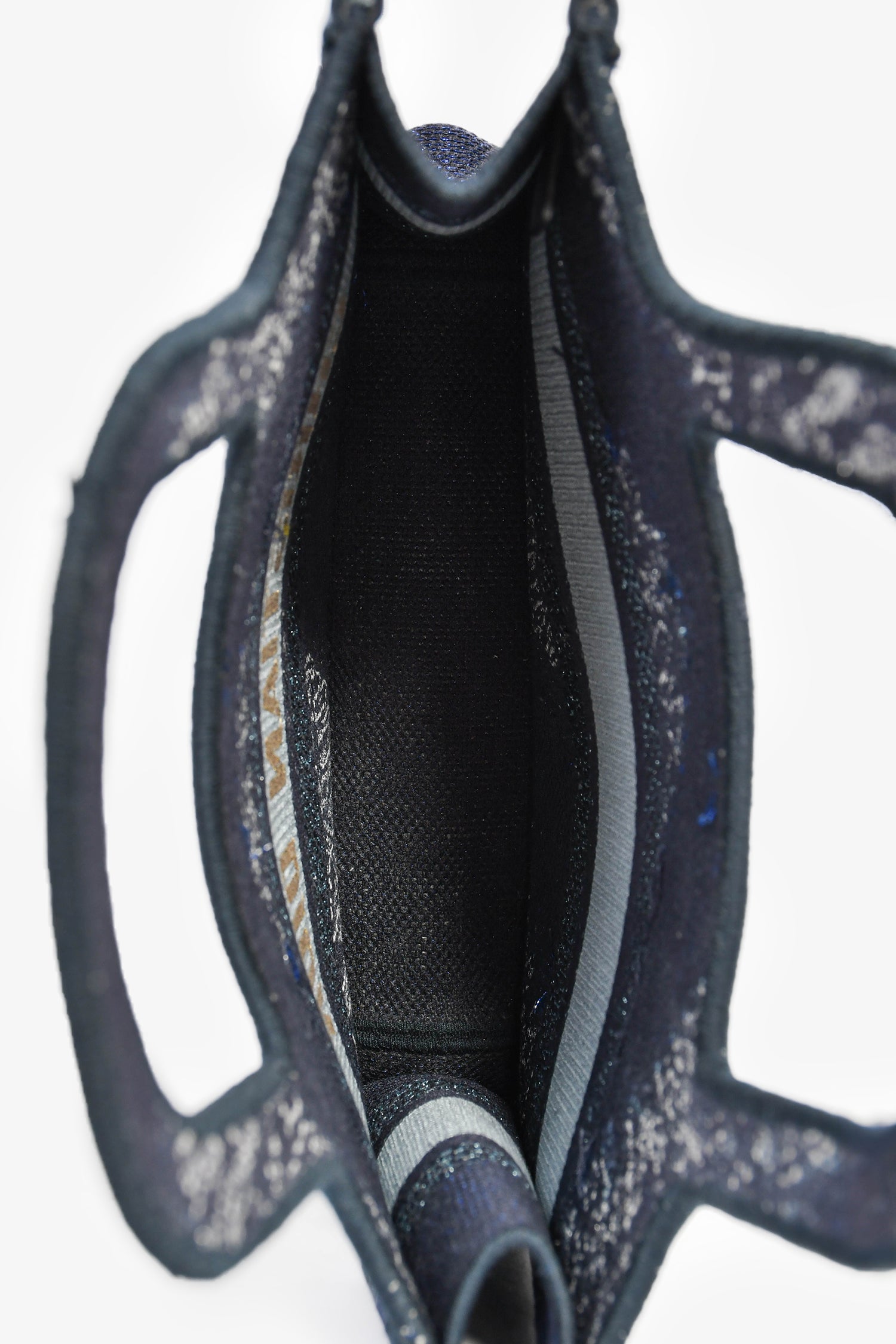 Christian Dior Blue Embroidered Canvas Tie-Dye Mini Book Tote