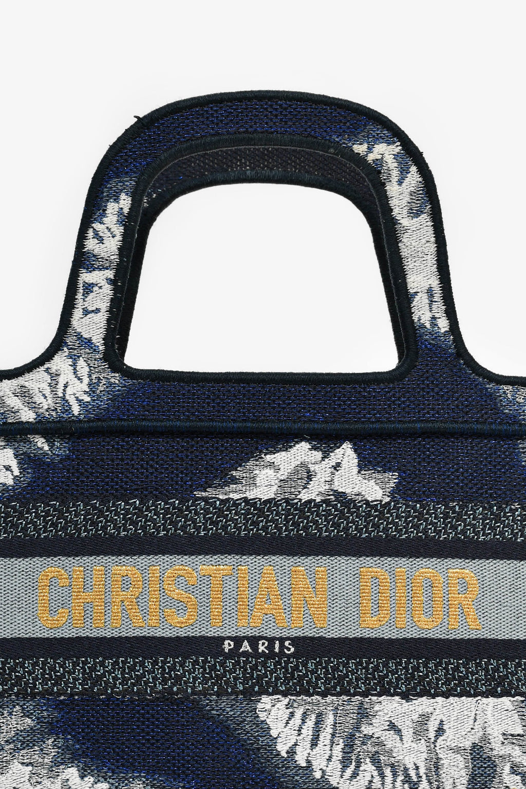 Christian Dior Blue Embroidered Canvas Tie-Dye Mini Book Tote