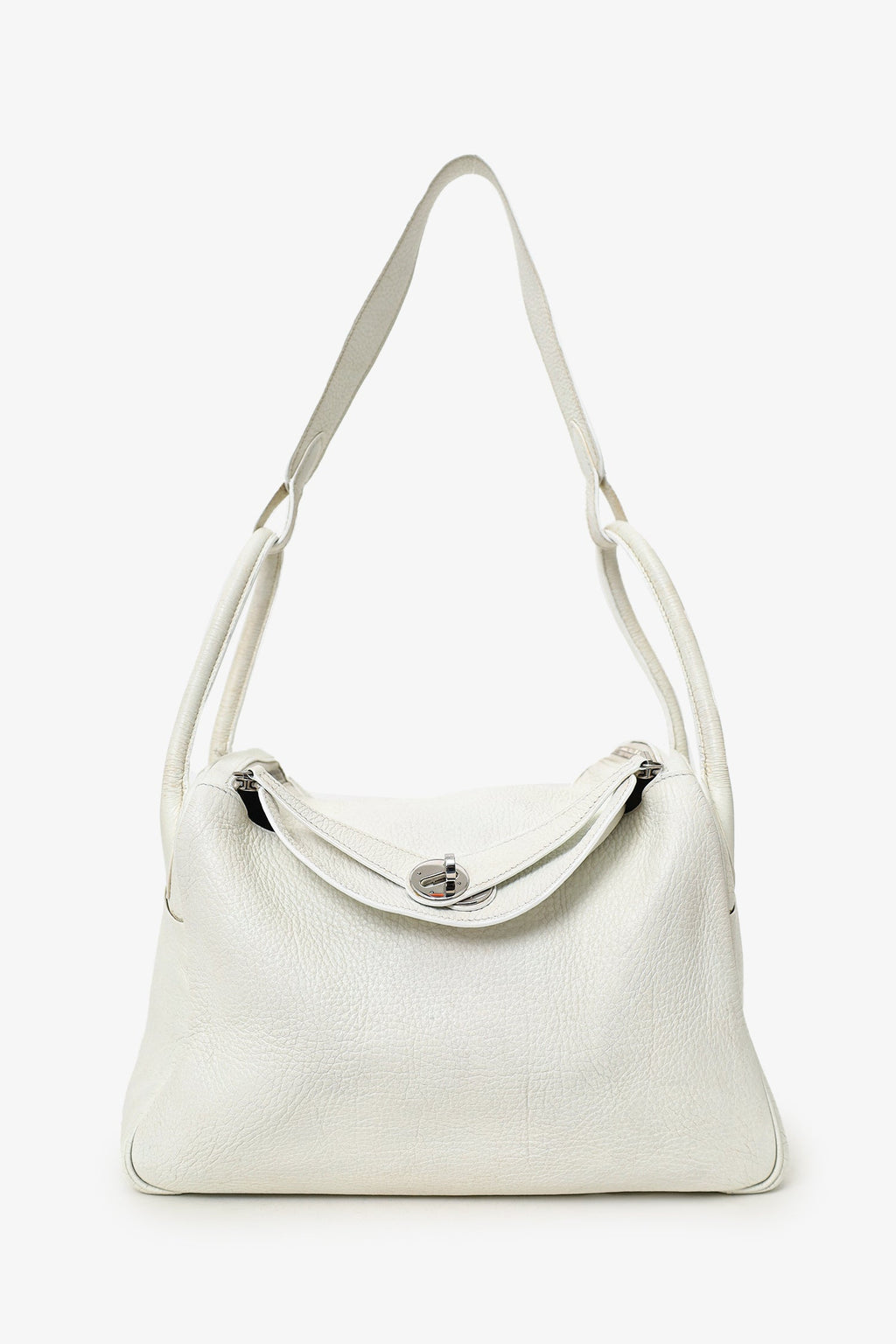 Hermès 2006 White Clemence Leather Lindy 30