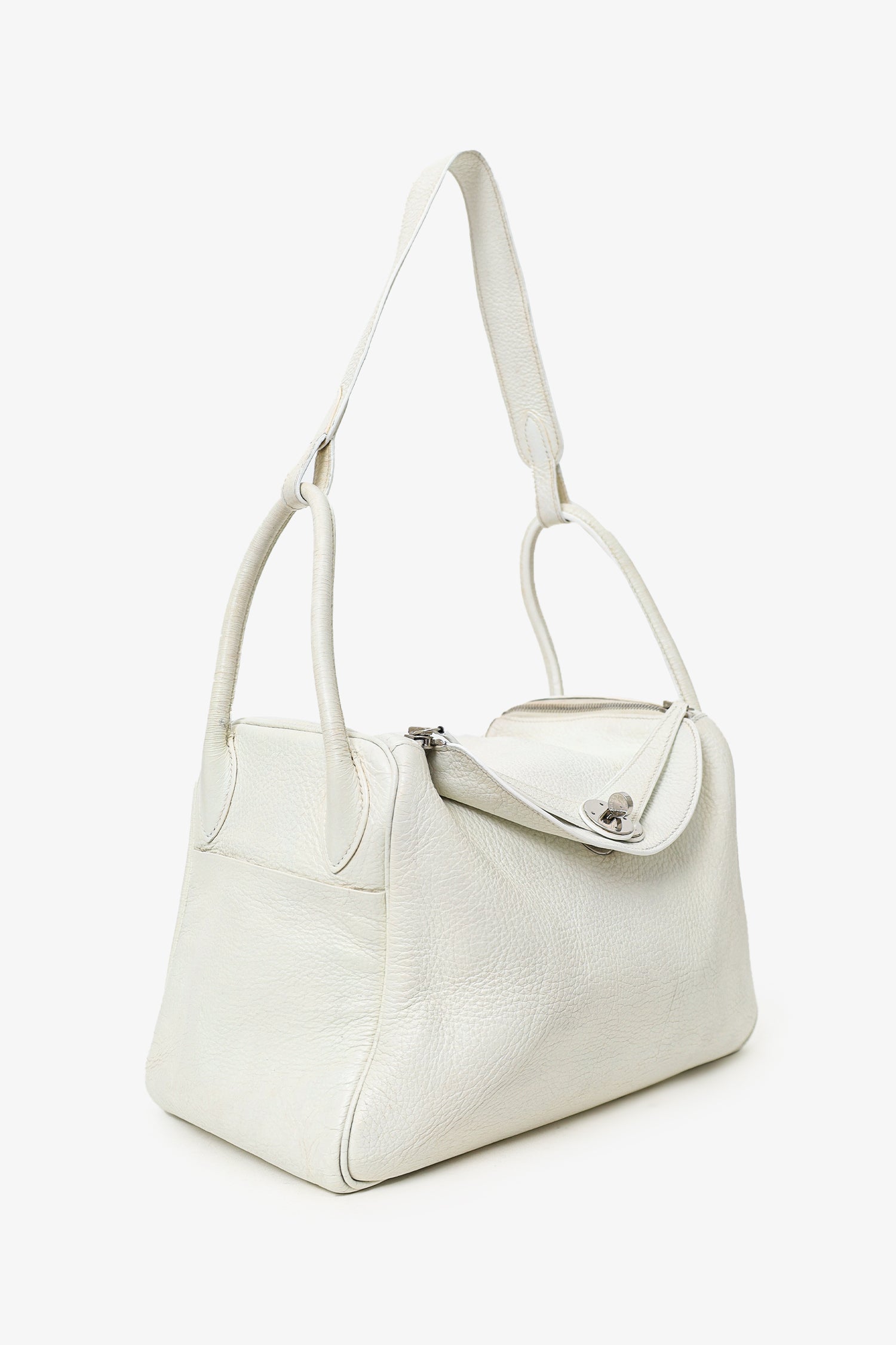 Hermès 2006 White Clemence Leather Lindy 30