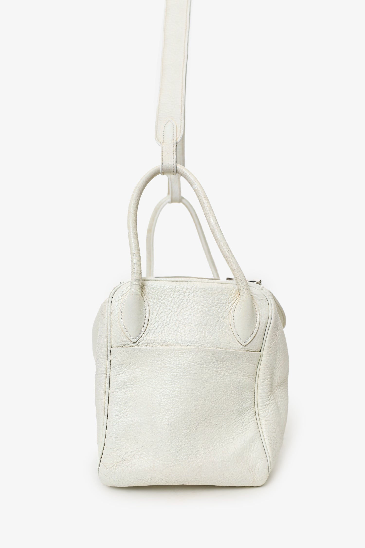 Hermès 2006 White Clemence Leather Lindy 30