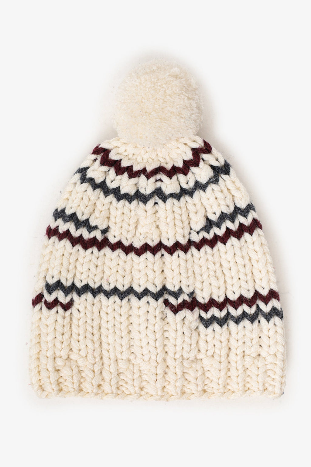 Prada Cream Wool Knitted Pom-Pom Beanie
