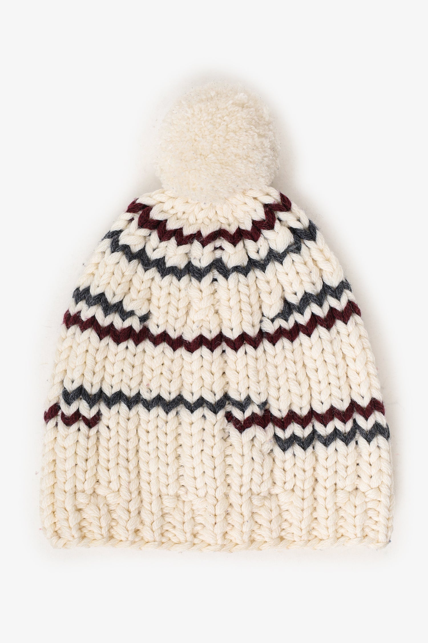 Prada Cream Wool Knitted Pom-Pom Beanie
