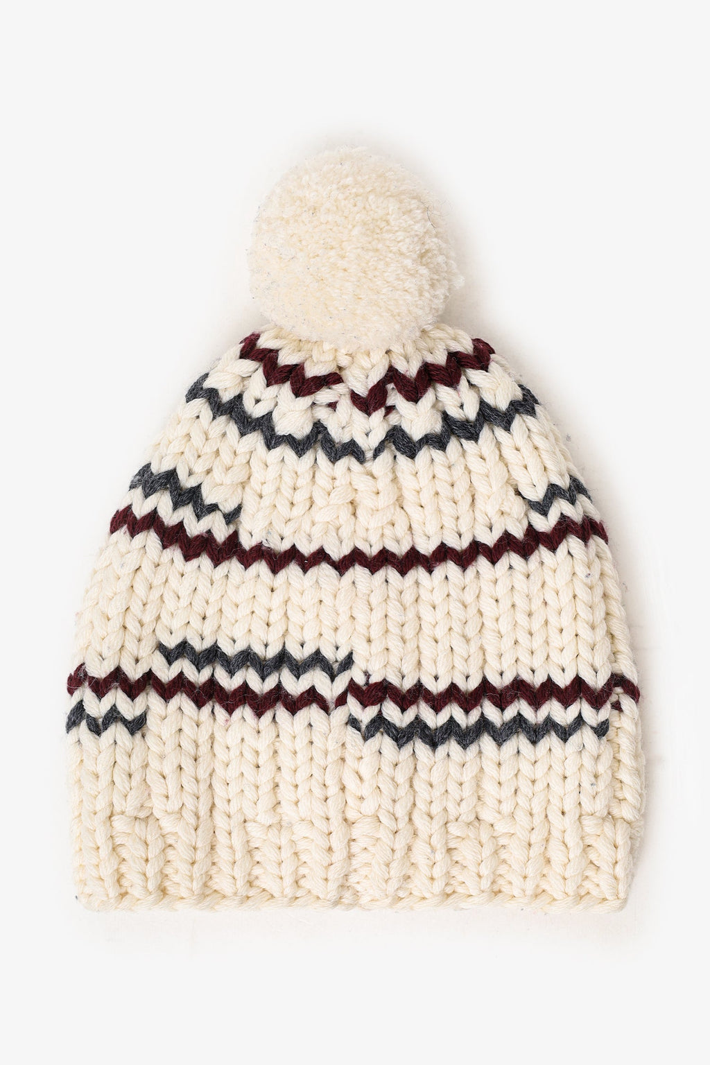 Prada Cream Wool Knitted Pom-Pom Beanie