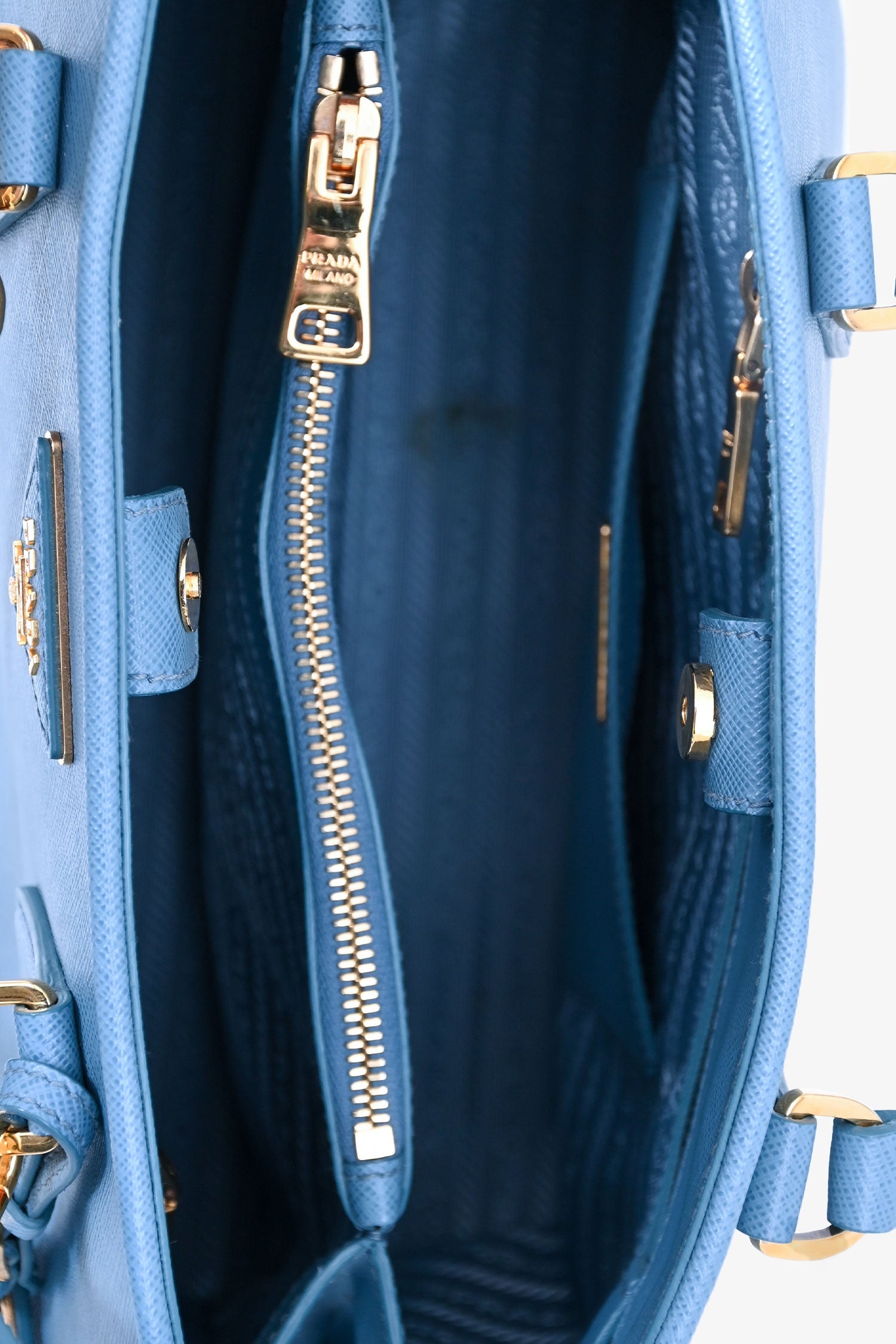 Prada Blue Saffiano Lux Medium Promenade Top Handle