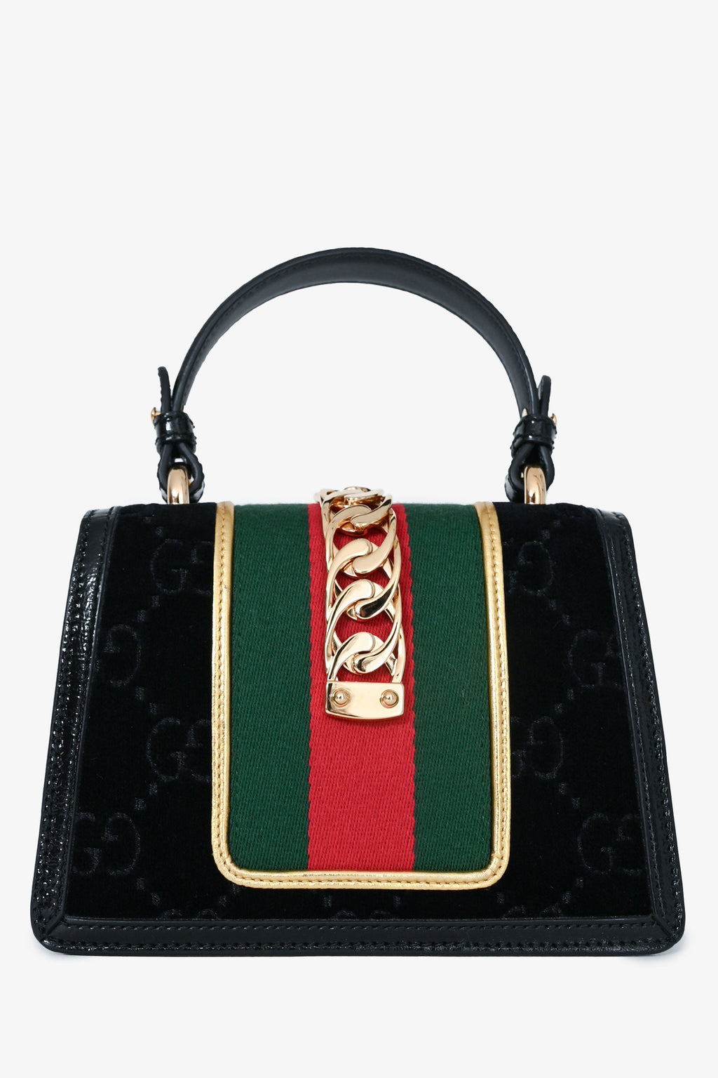 Gucci Black Velvet GG Web Sylvie Mini