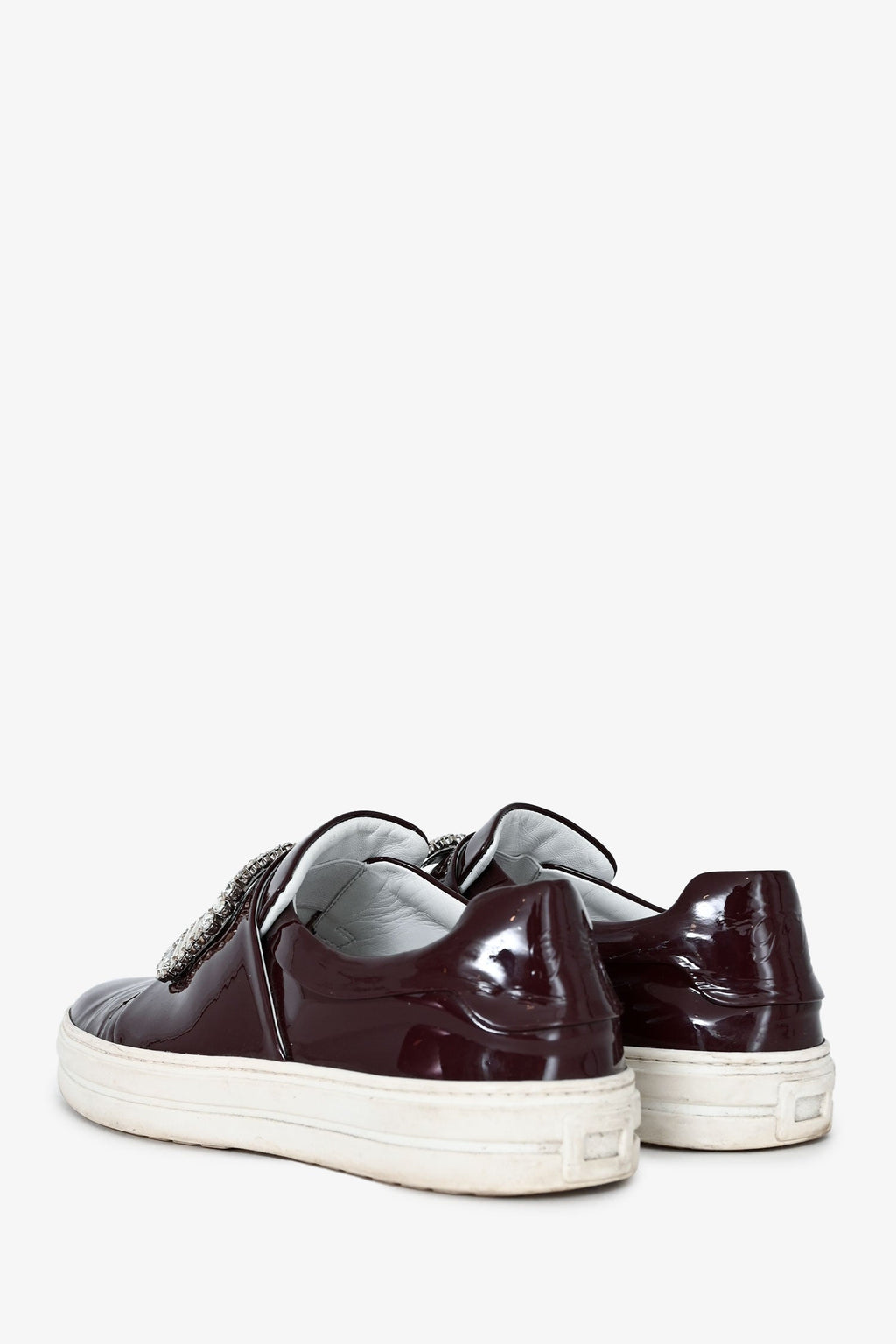 Roger Vivier Brown Patent Crystal Buckle Sneakers Size 37.5