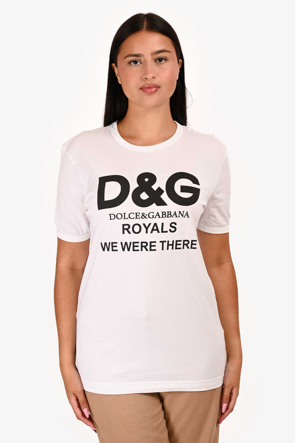 Dolce & Gabbana White/Black Logo 'Royals' T-Shirt Size S