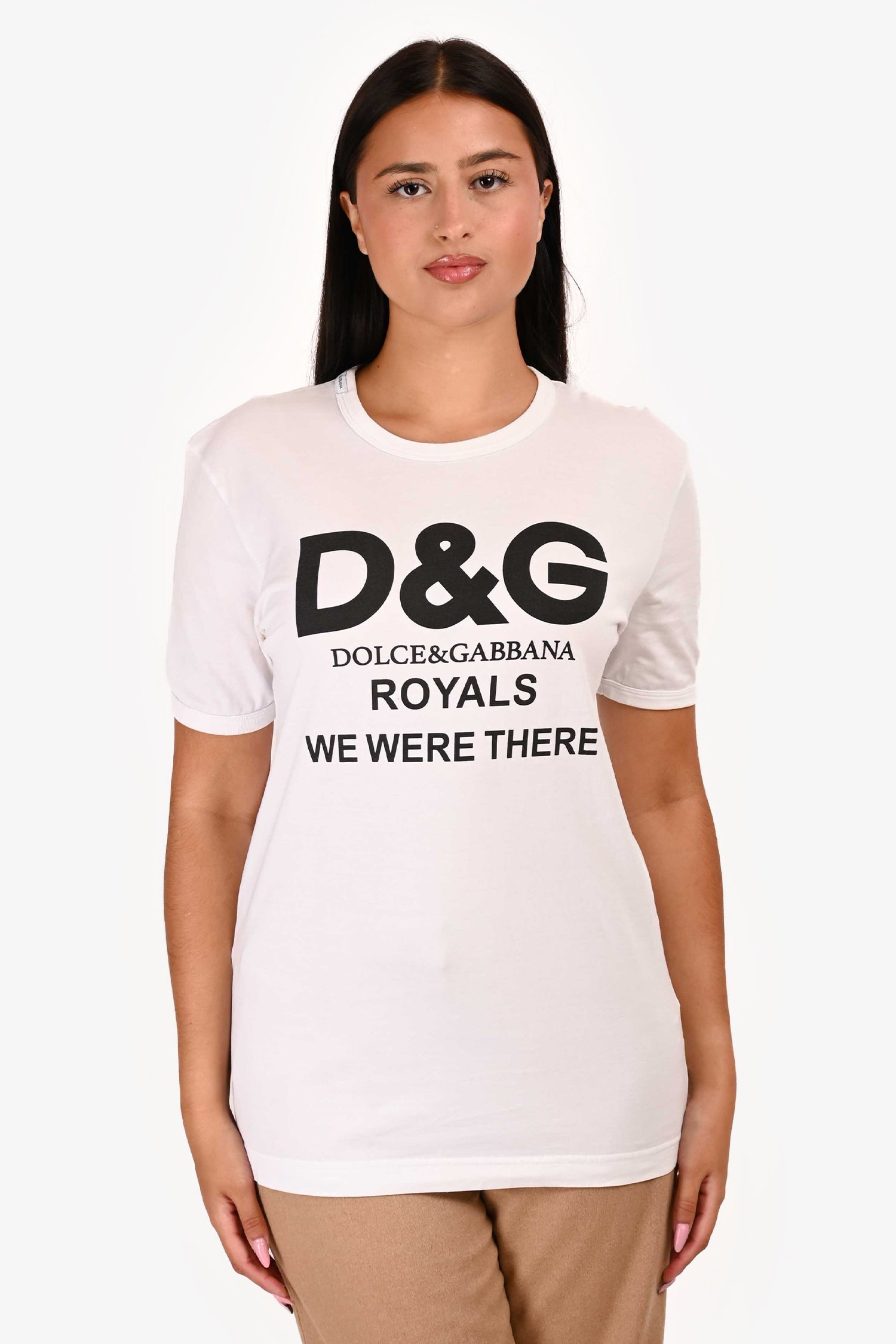 Dolce & Gabbana White/Black Logo 'Royals' T-Shirt Size S