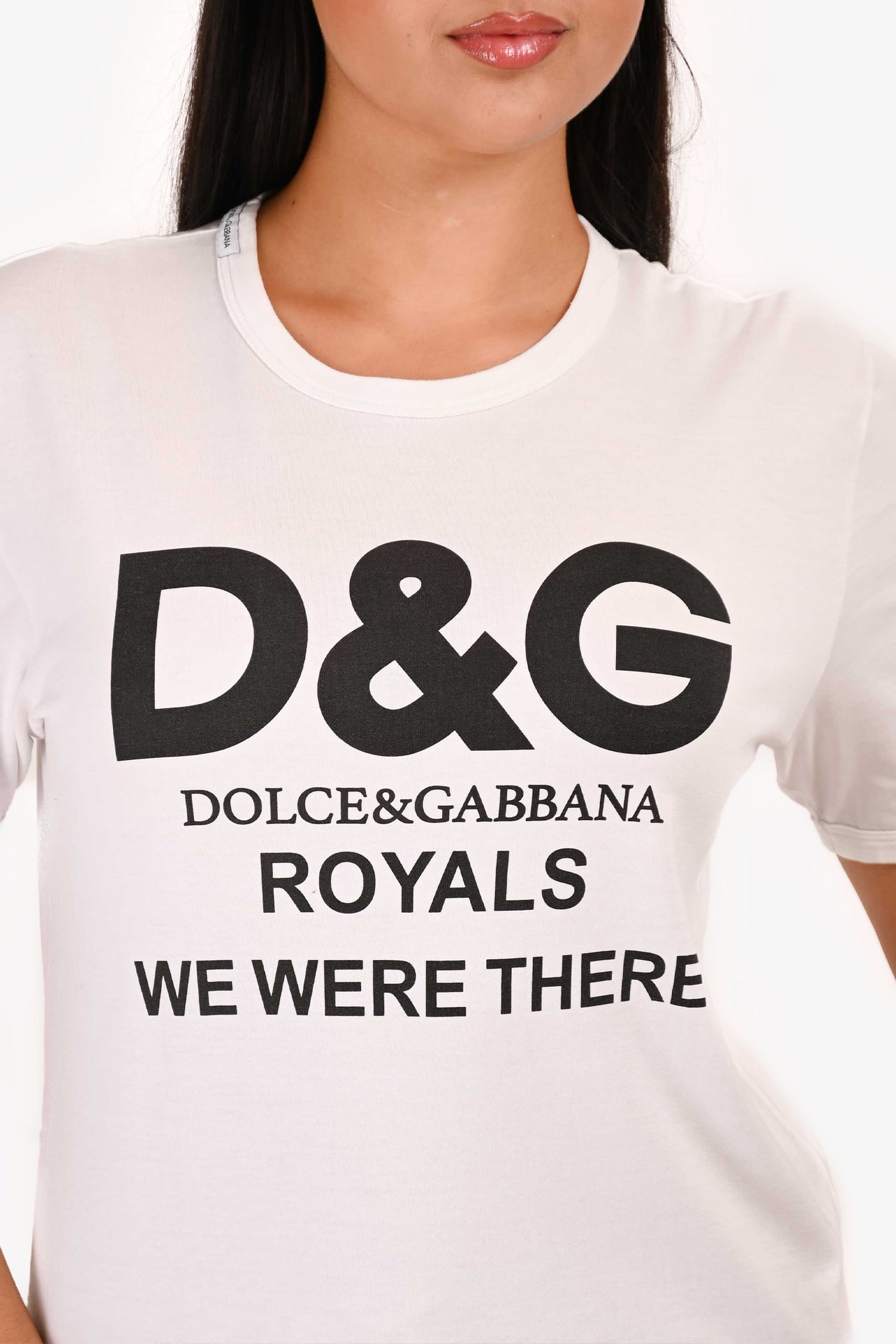 Dolce & Gabbana White/Black Logo 'Royals' T-Shirt Size S