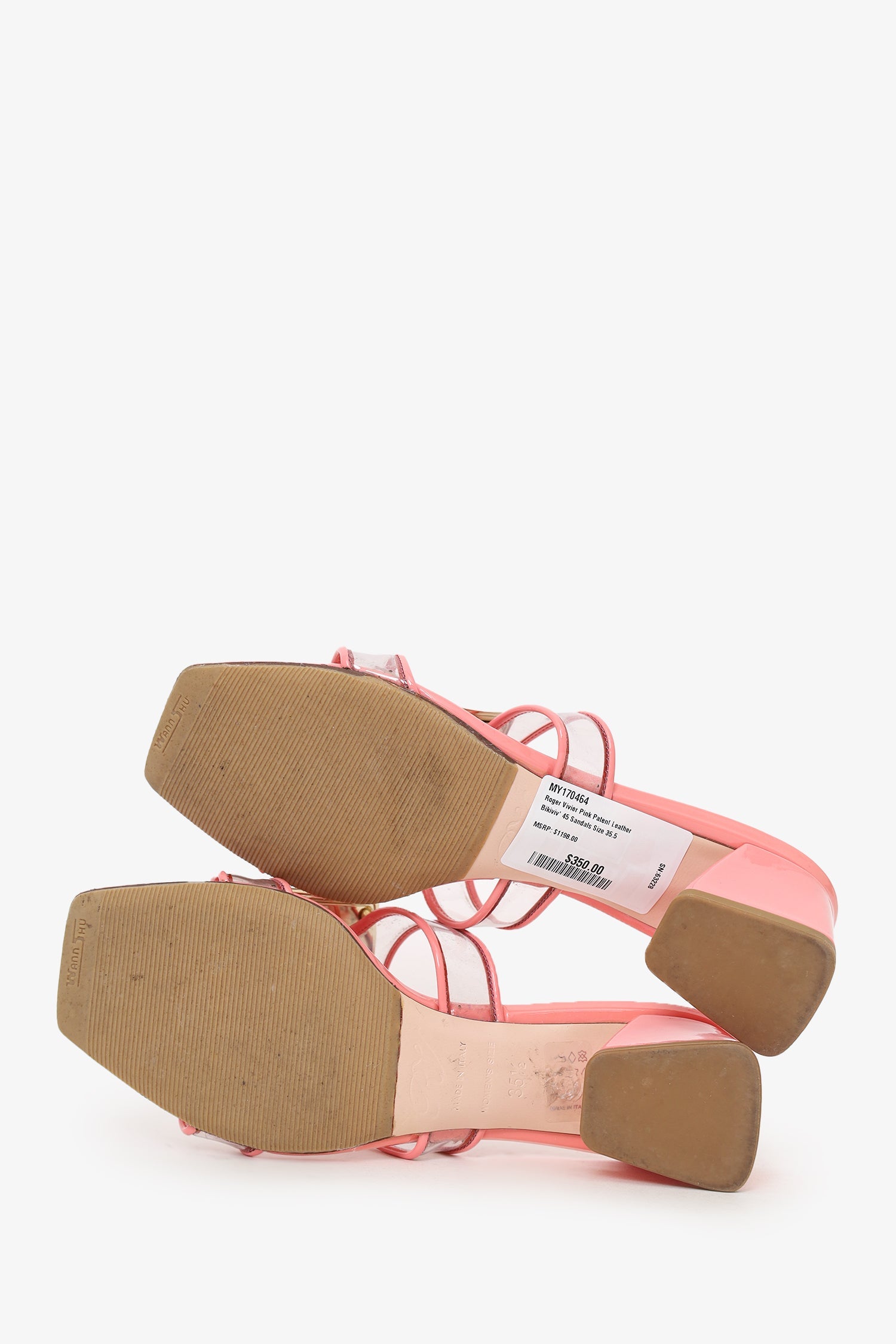 Roger Vivier Pink Patent Leather Bikiviv' 45 Sandals Size 35.5