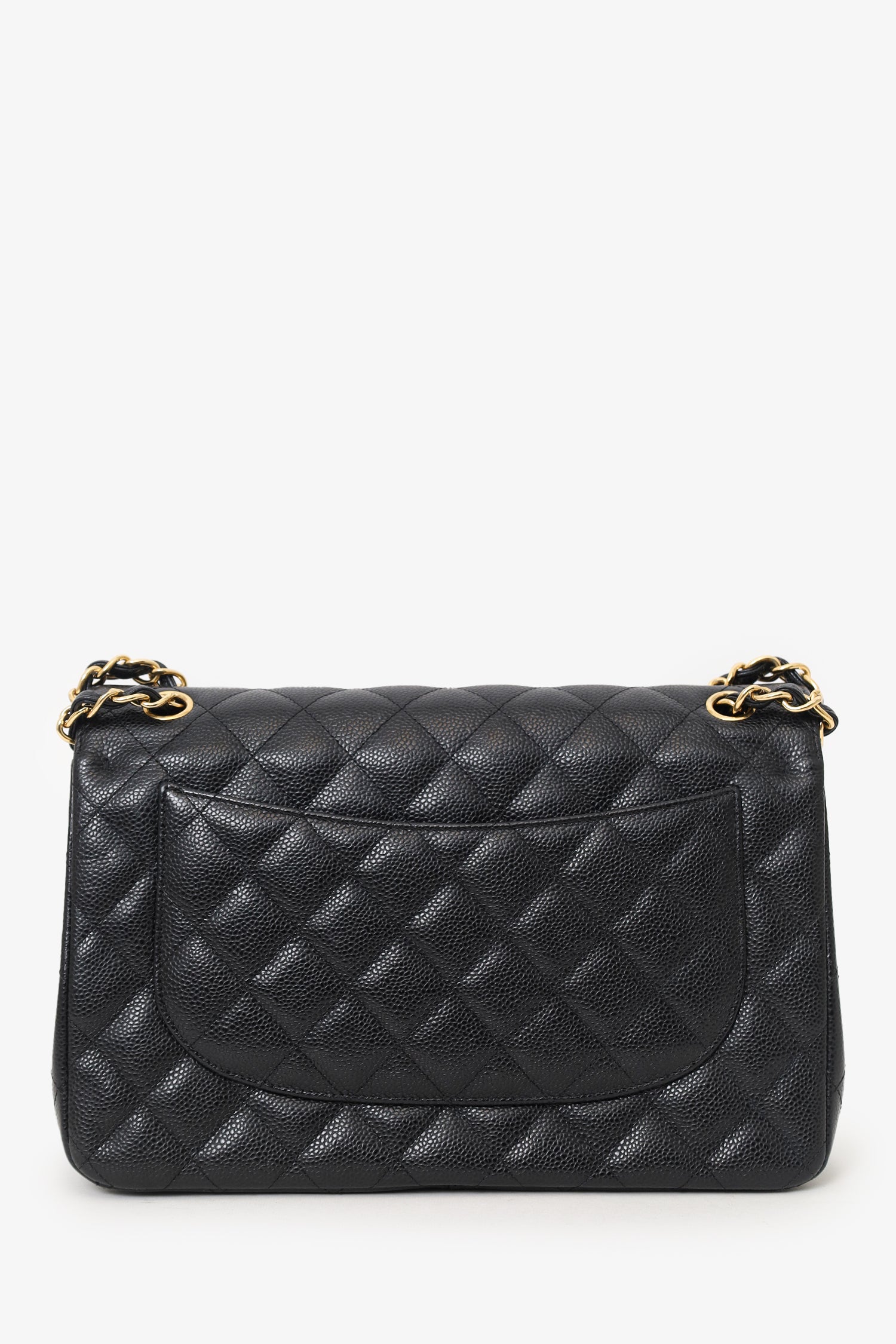 Pre-Loved Chanel™ 2019 Black Caviar Leather Jumbo Double Flap Should Bag