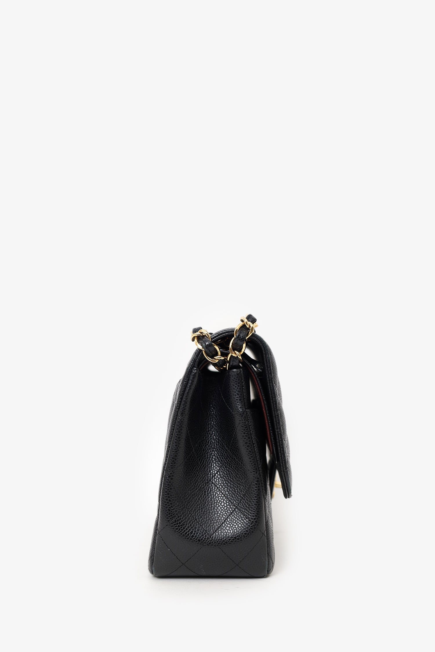 Pre-Loved Chanel™ 2019 Black Caviar Leather Jumbo Double Flap Should Bag