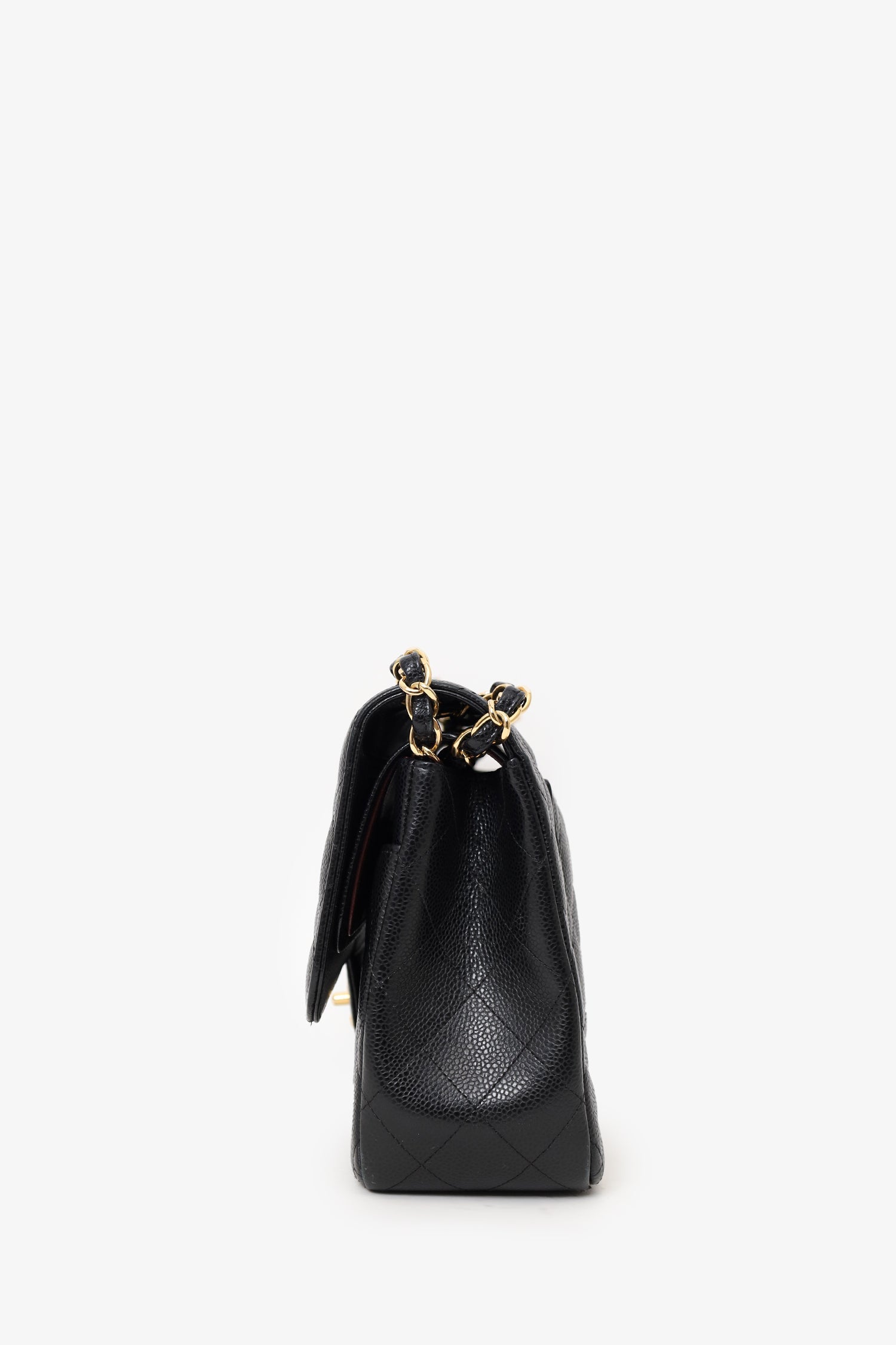 Pre-Loved Chanel™ 2019 Black Caviar Leather Jumbo Double Flap Should Bag