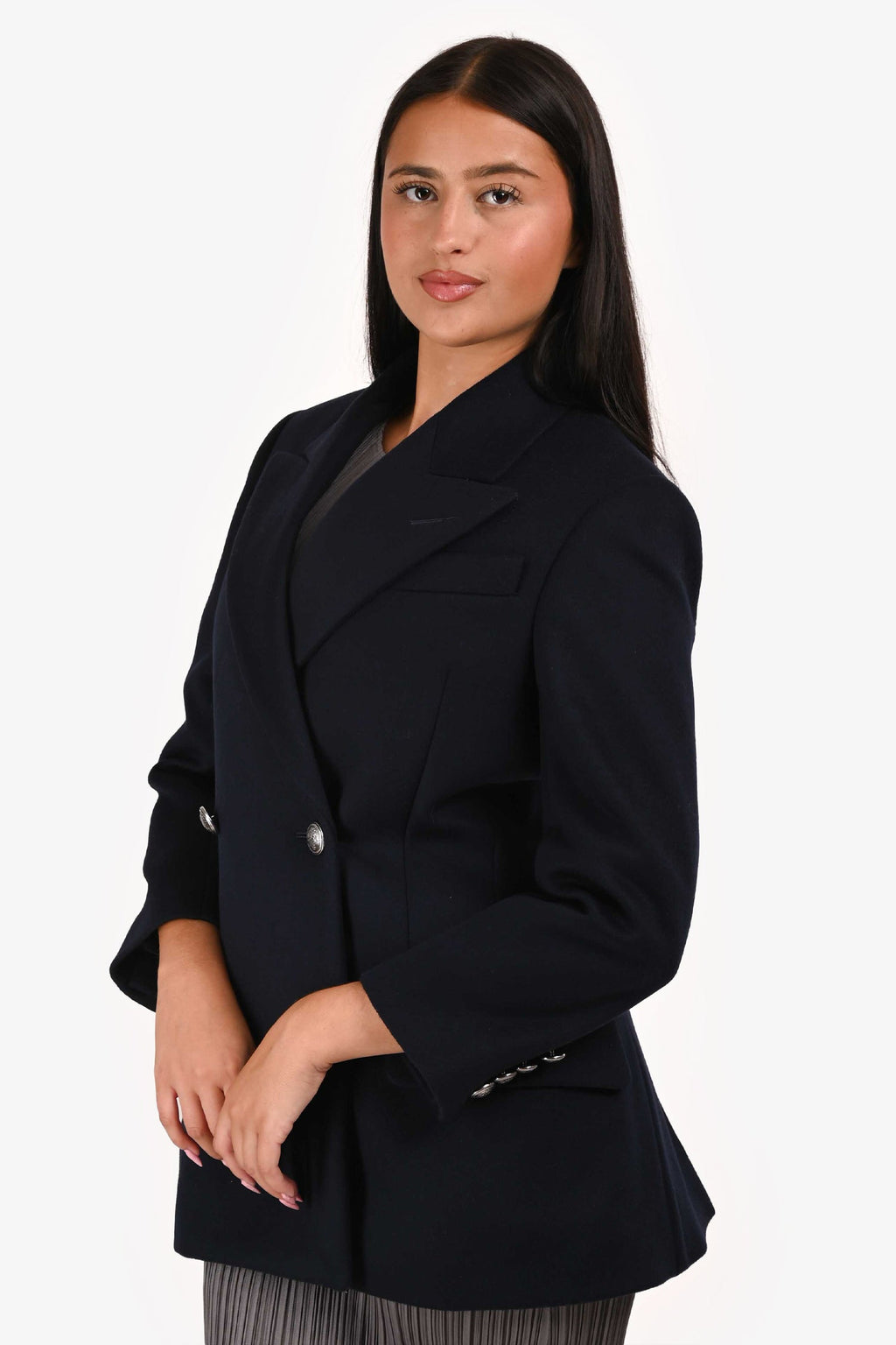 Alexander McQueen Navy Wool Blazer Coat Size 40