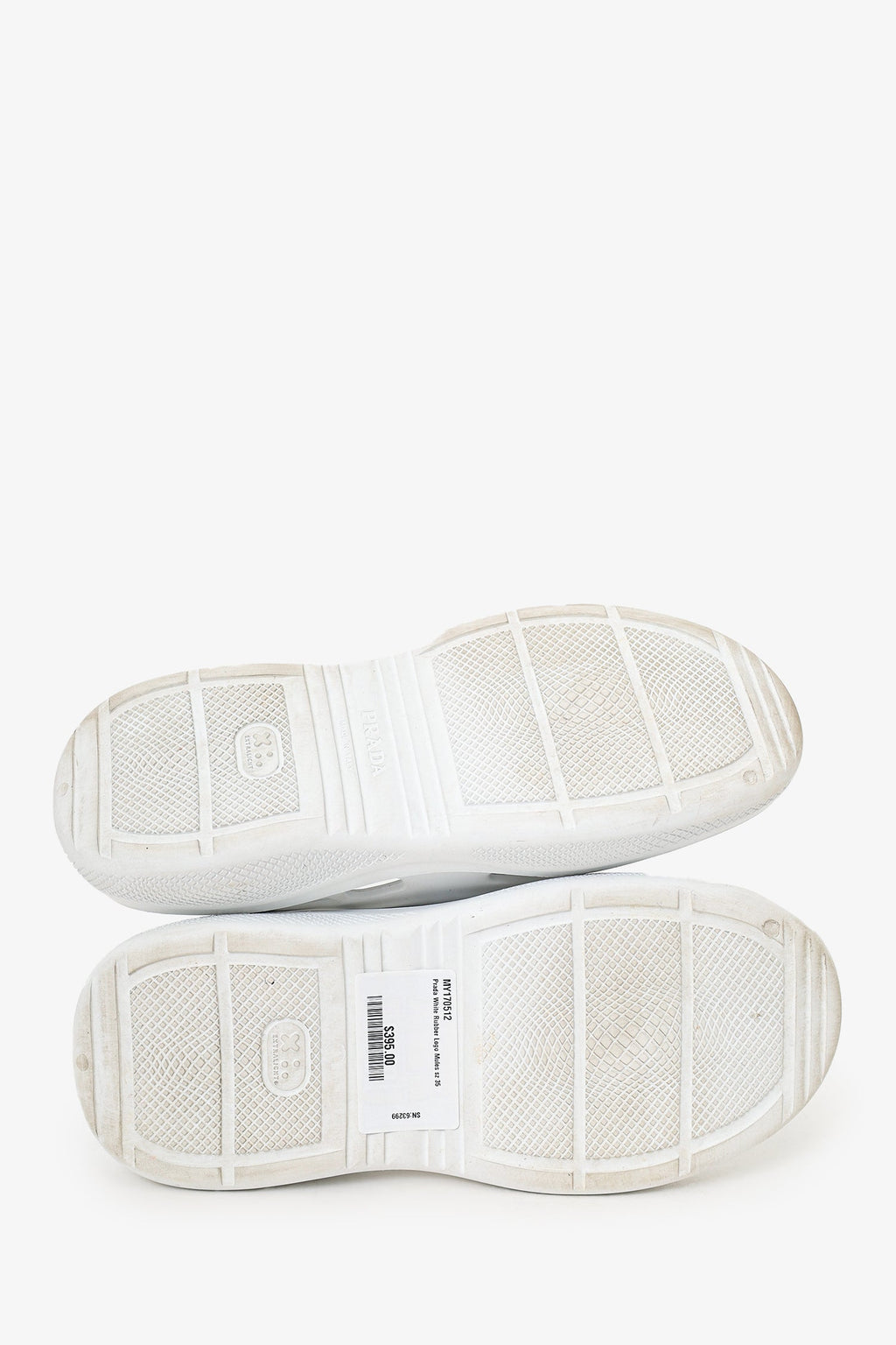 Prada White Rubber Logo Mules Size 35