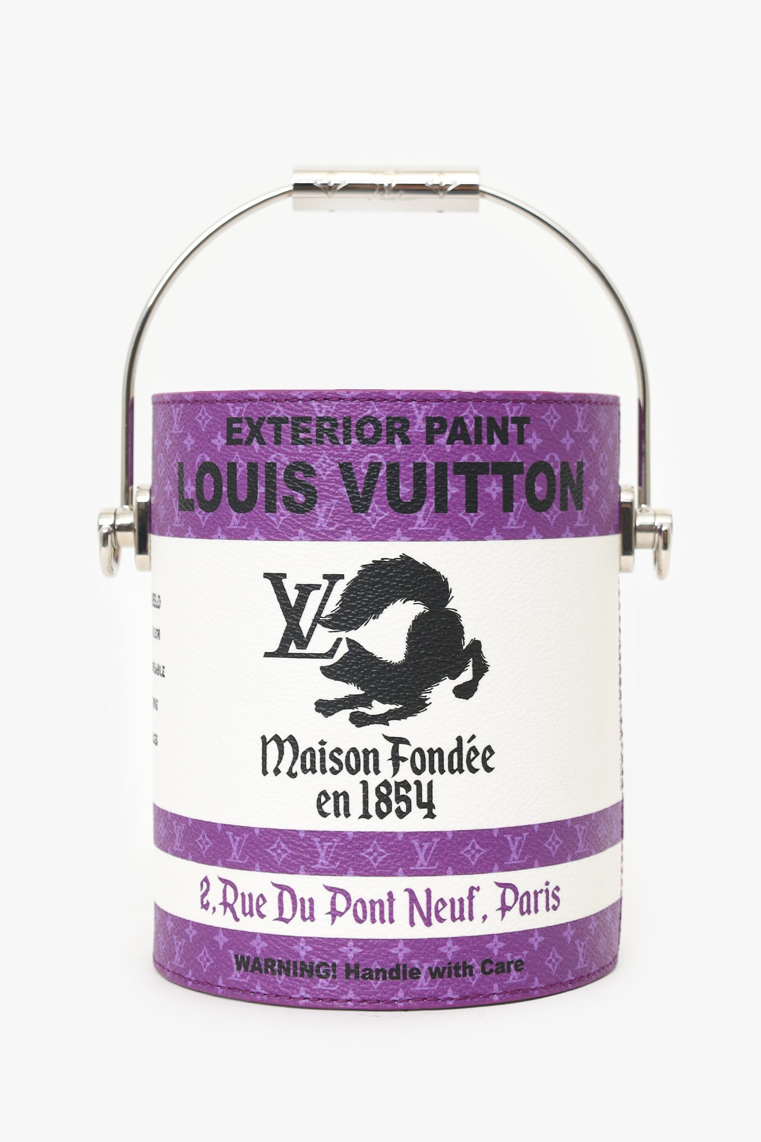 Louis Vuitton White/Purple Leather Paint Can Top Handle With Strap