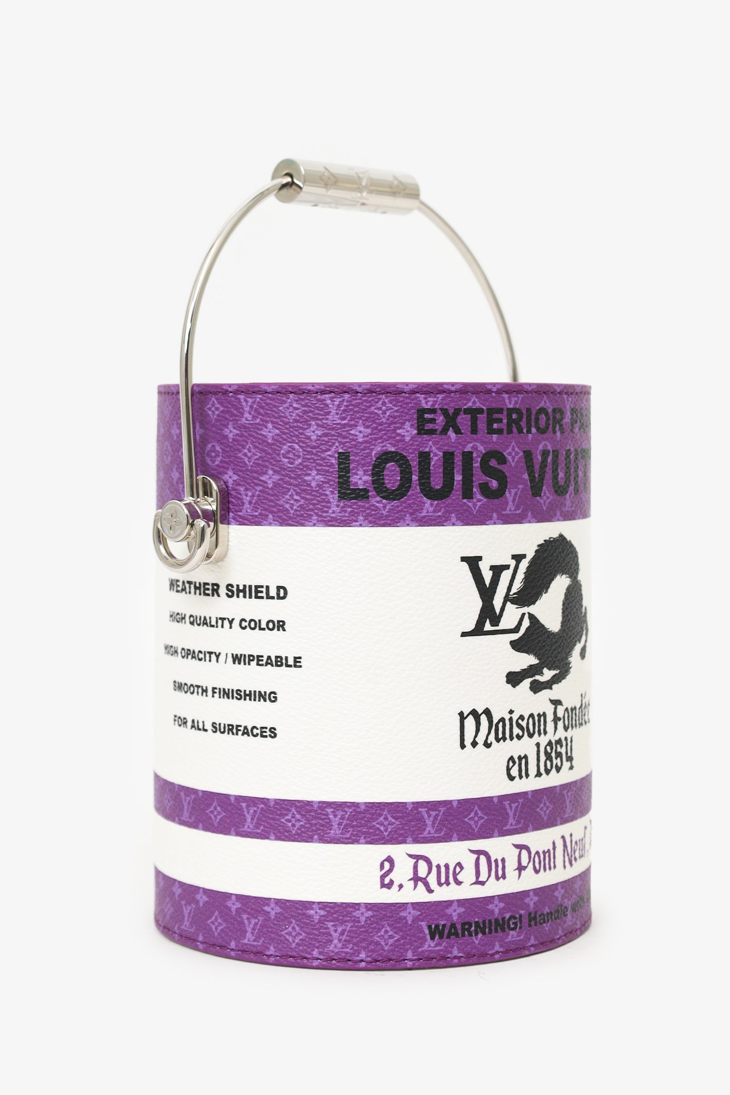 Louis Vuitton White/Purple Leather Paint Can Top Handle With Strap
