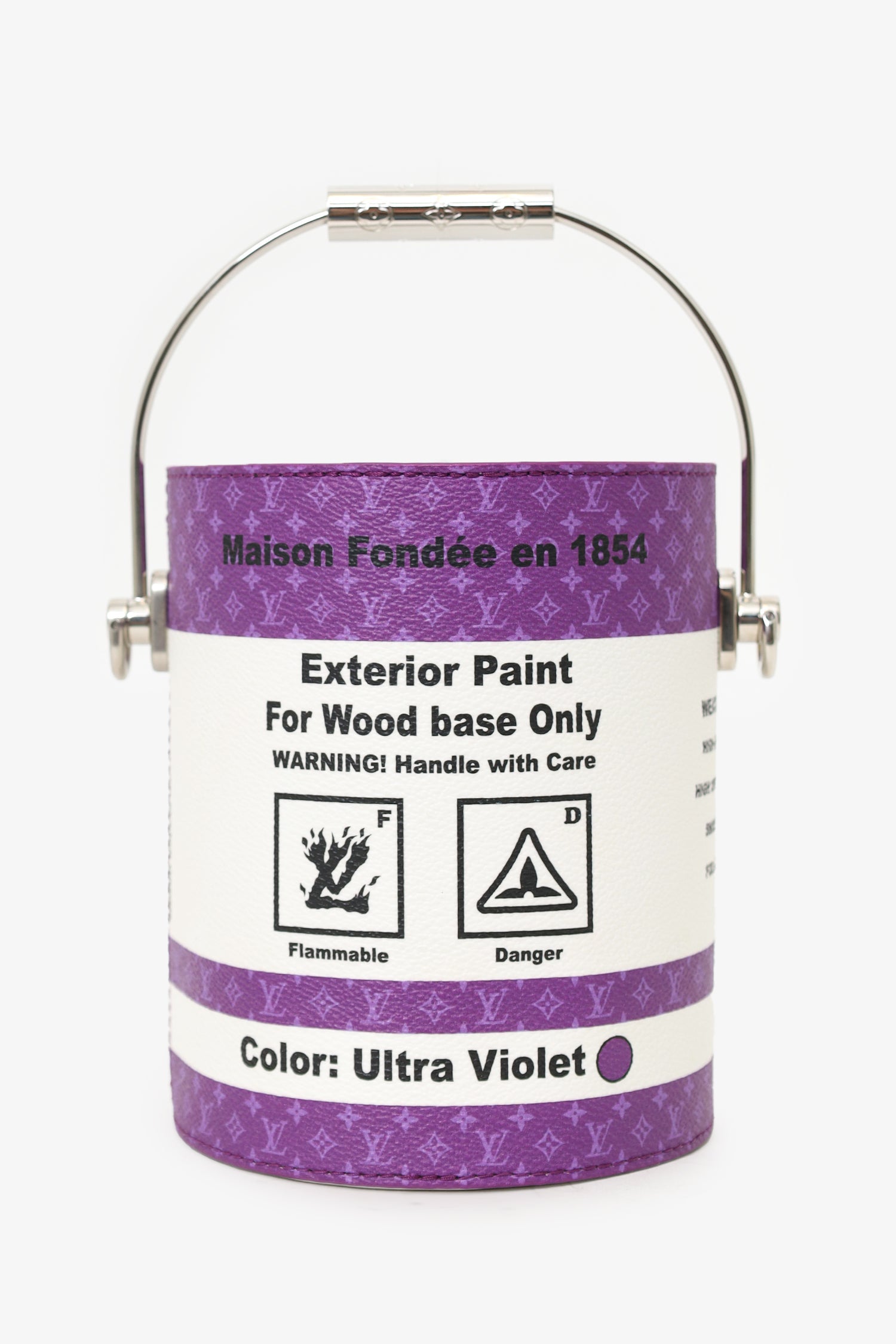 Louis Vuitton White/Purple Leather Paint Can Top Handle With Strap
