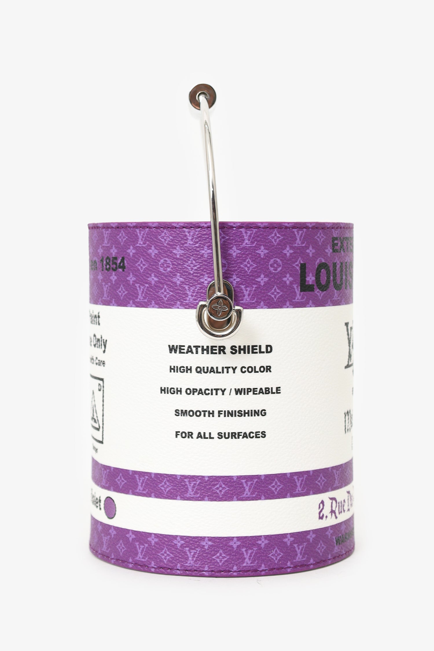 Louis Vuitton White/Purple Leather Paint Can Top Handle With Strap